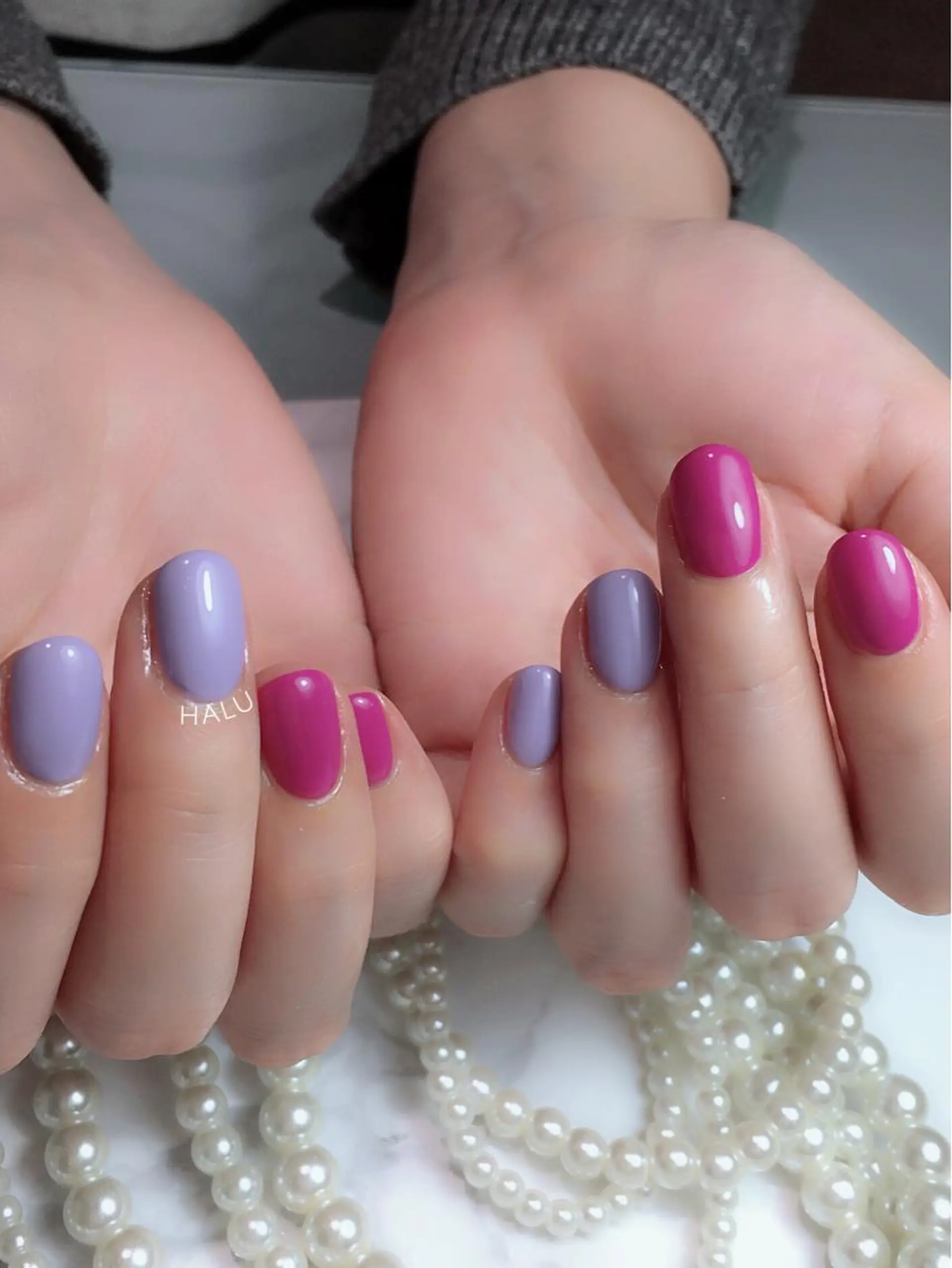 ネイル カジュアル ワンカラーネイル パープル HALU ハルのネイルデザイン