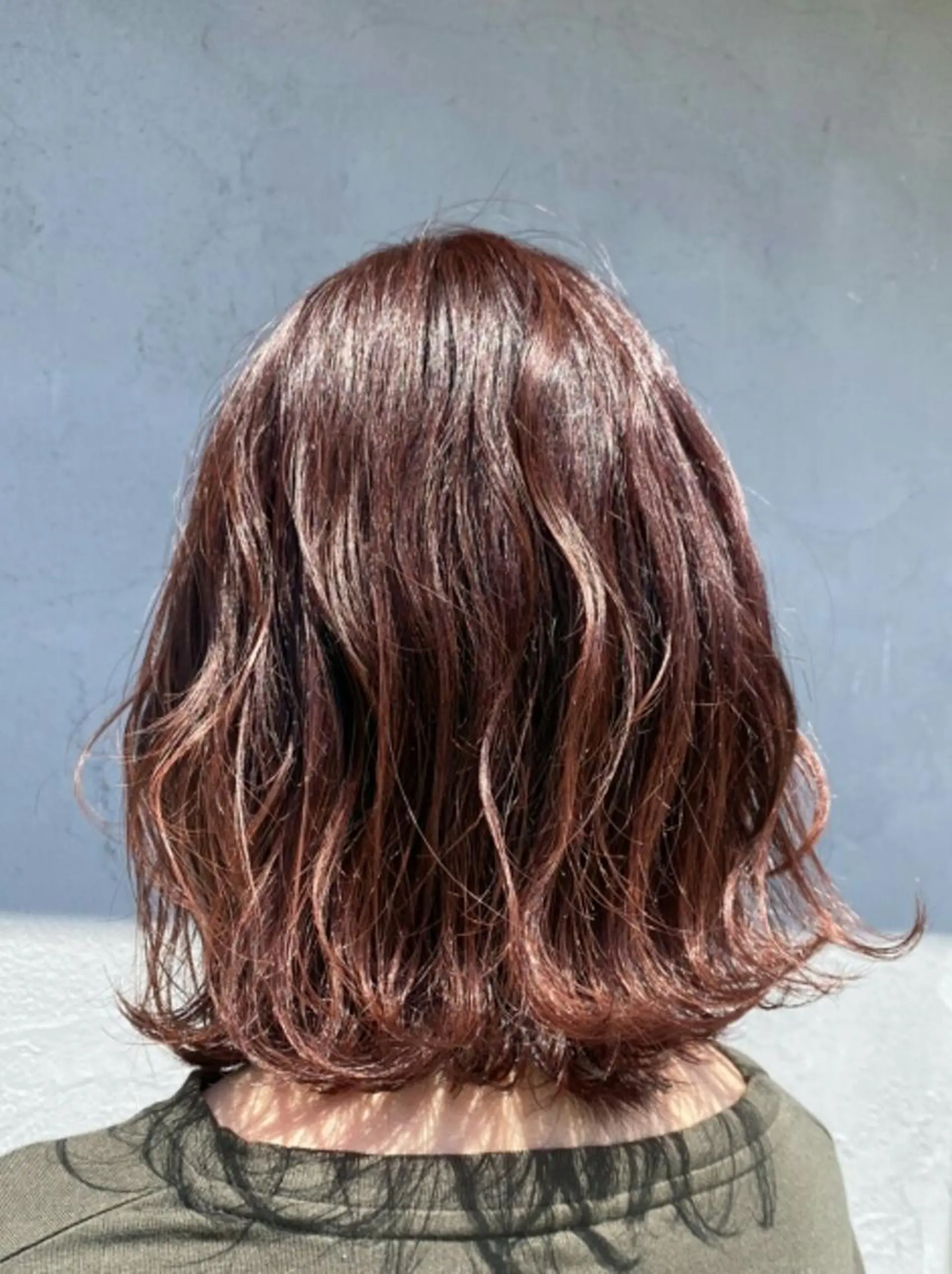 ミディアム カラー ブラウンカラー レッドカラー レッドブラウン ブリーチなしWカラー /酸性ストレート河本のヘアスタイル