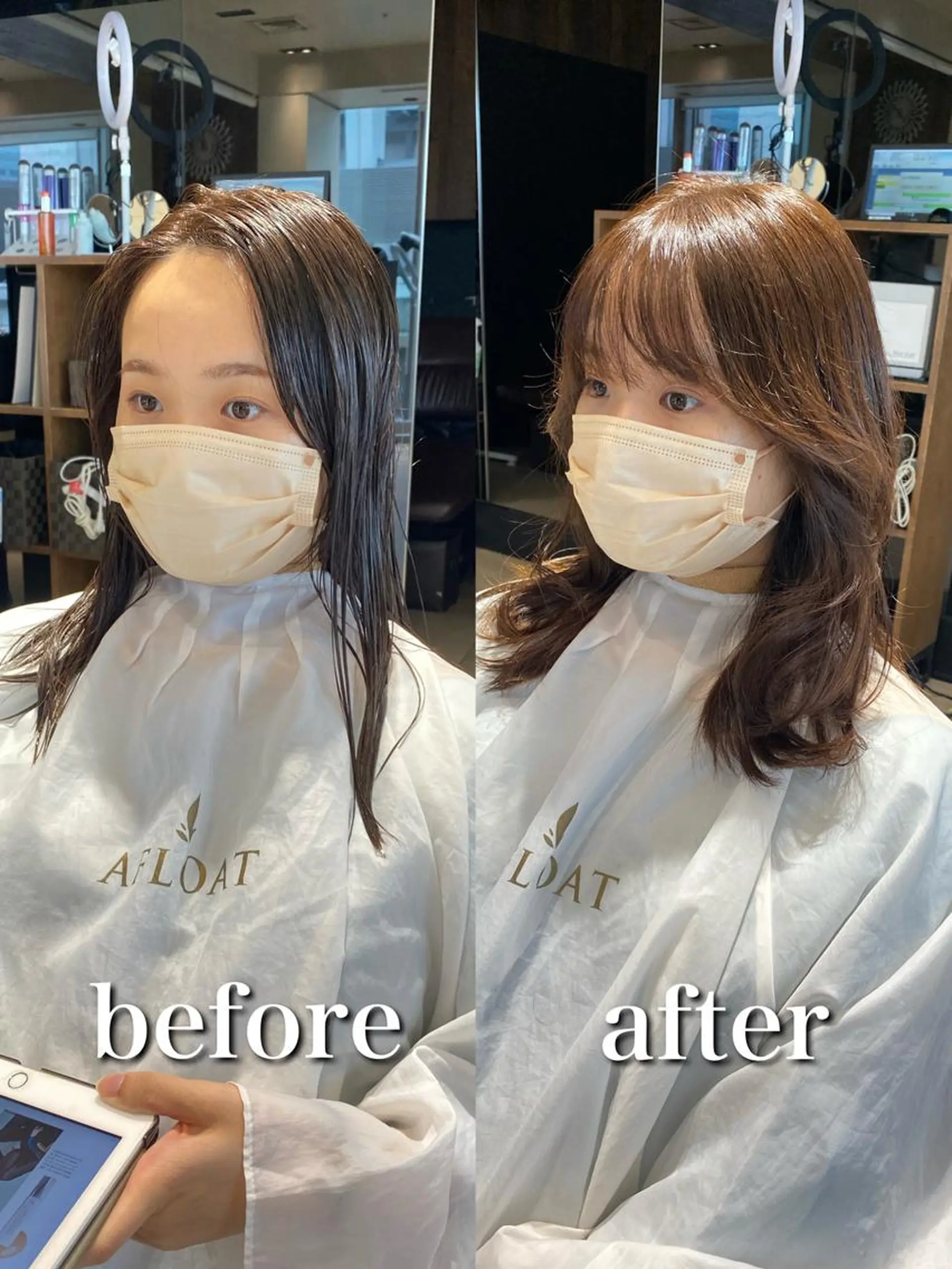 ミディアム くびれヘア 顔周りカット 小顔カット トリートメント 【1日2名様限定】 AFLOAT白川雄副のヘアスタイル