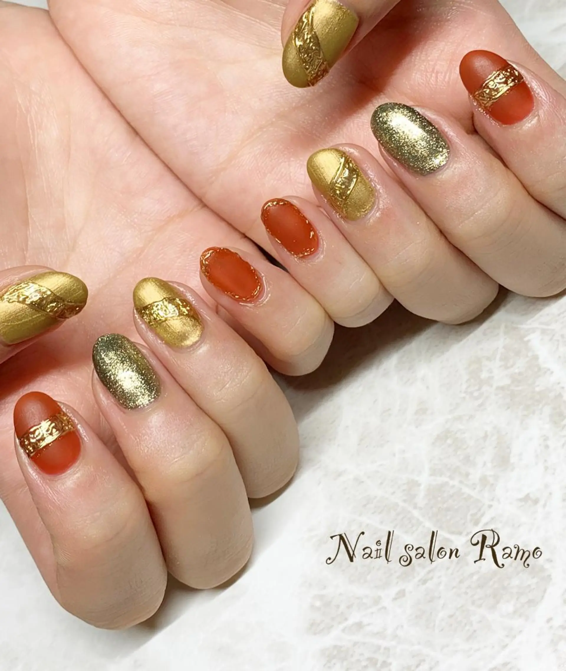 ネイル アートネイル ブルー ジェルネイル ミラーネイル ワンカラーネイル Nail salon Ramo所属・松田 祥子のネイルデザイン