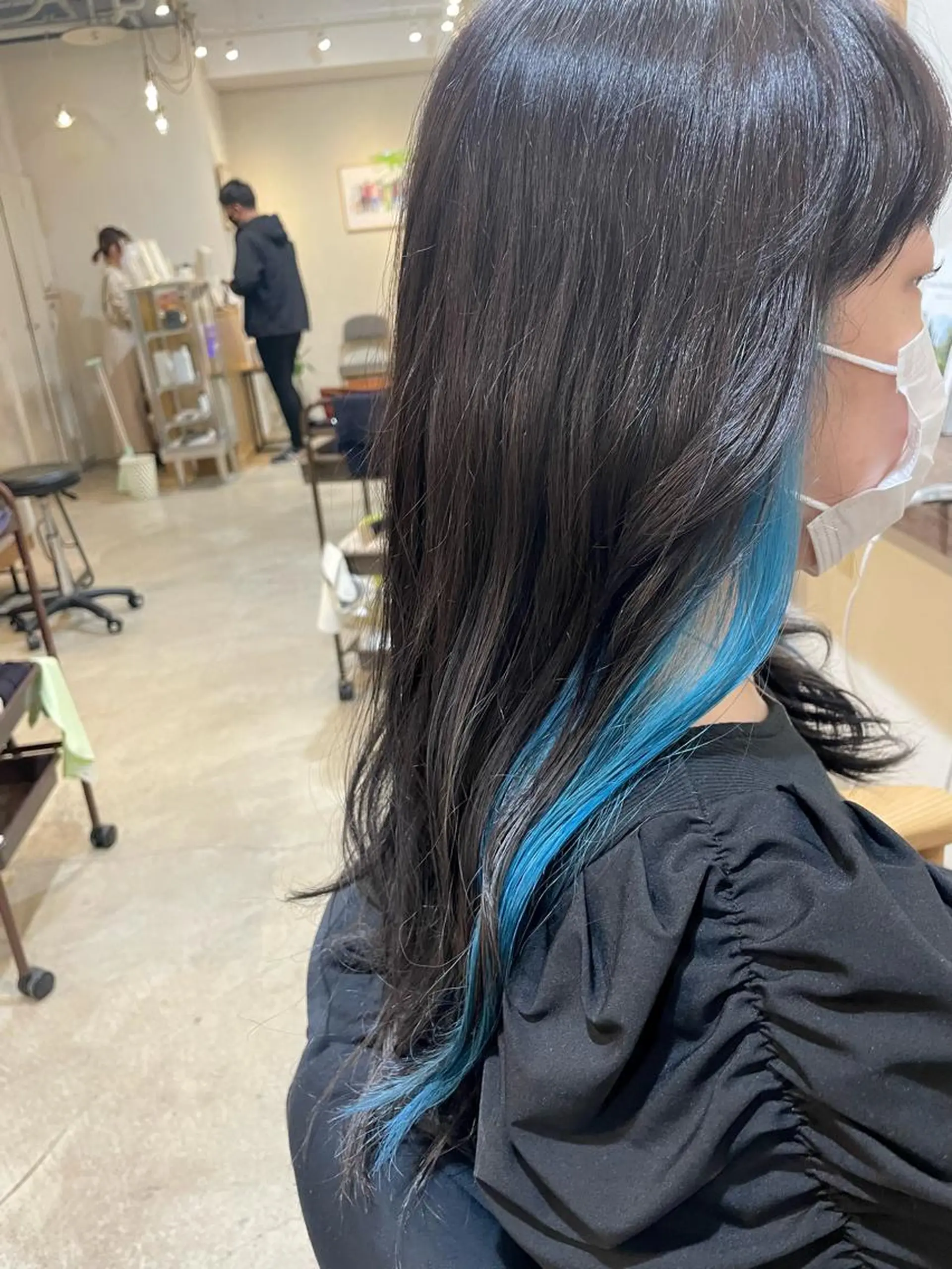 ロング カラー ブルーカラー ピンクカラー Rin:nel hair所属・Takanishi くすみベージュカラーのヘアスタイル