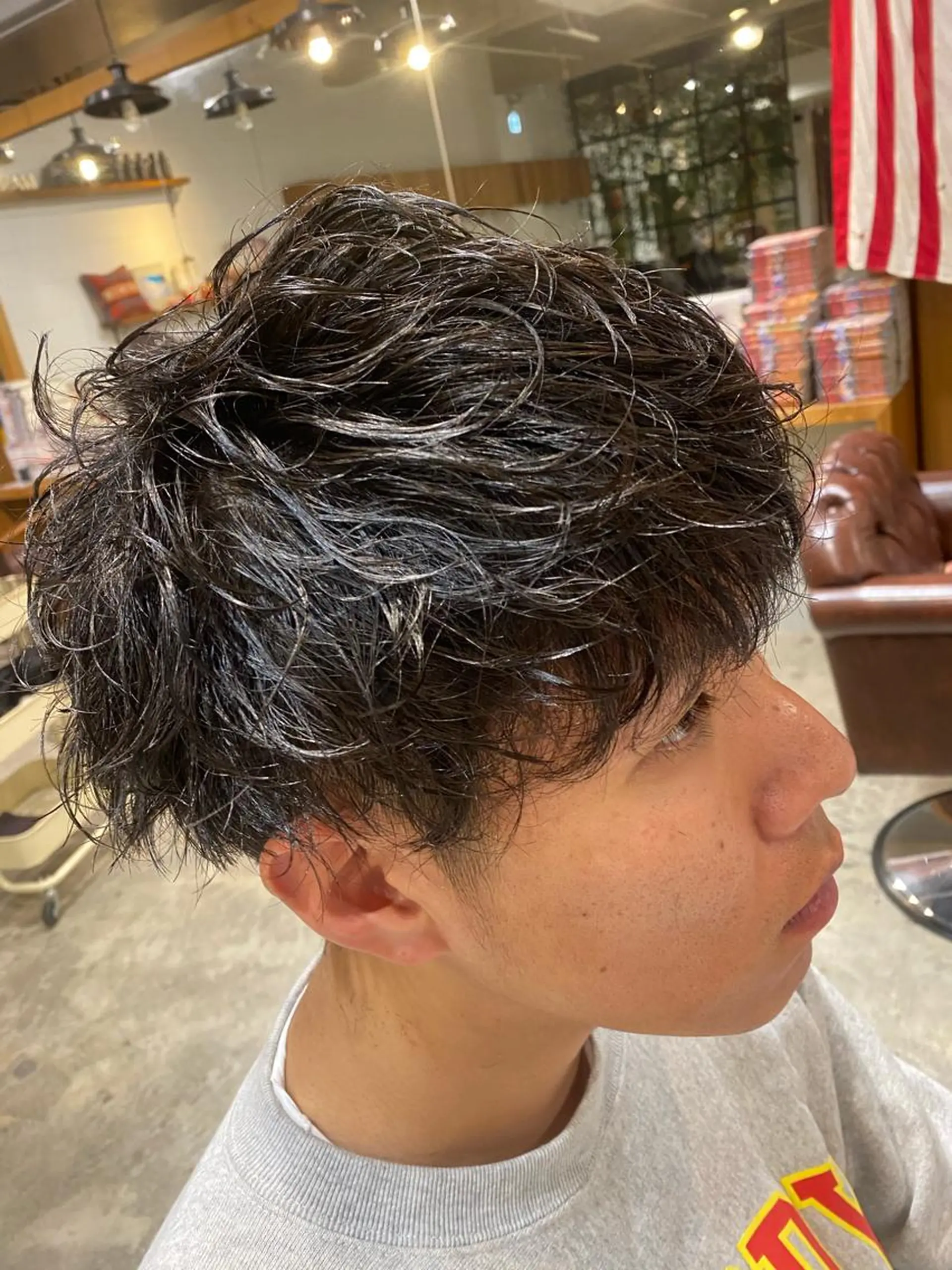 ミディアム カラー パーマ ヘアアレンジ メンズ キッズ ミディアムパーマ メンズパーマ メンズスパイラルパーマ スパイラルパーマ Forest. -髪質改善-のヘアスタイル