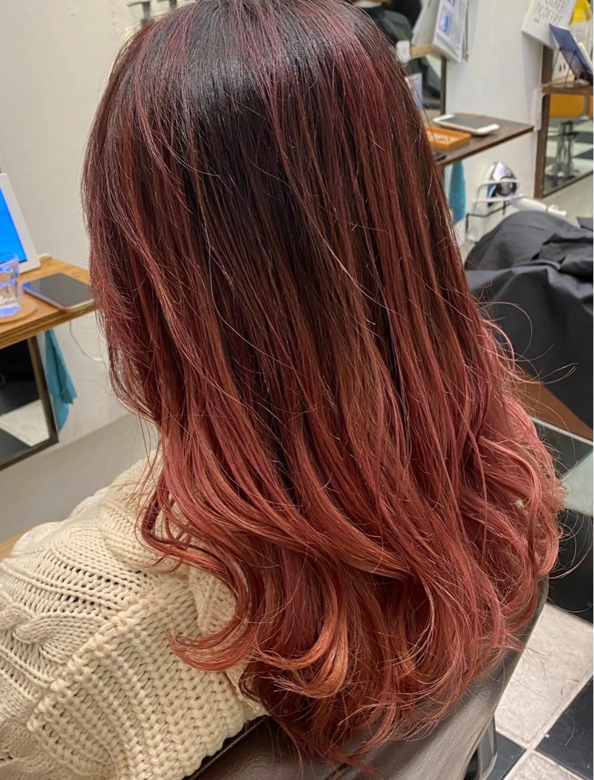 セミロング カラー バレイヤージュ ピンクカラー レイヤーカット 🌕ホンブ ユウイチ【代表】🌕のヘアスタイル