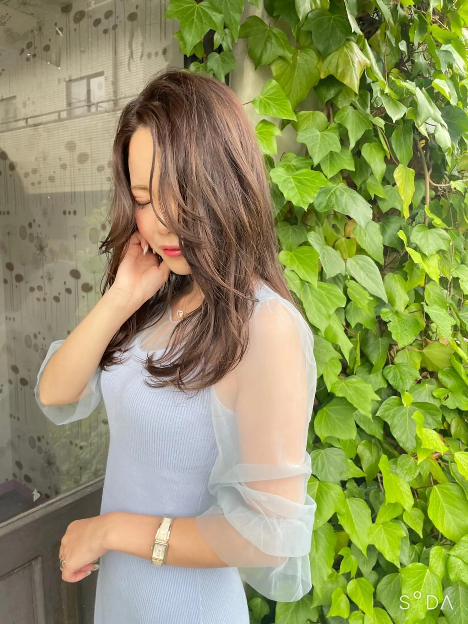 ロング カラー グレージュ ハイライトカラー ハイライト 永井 悠大のヘアスタイル