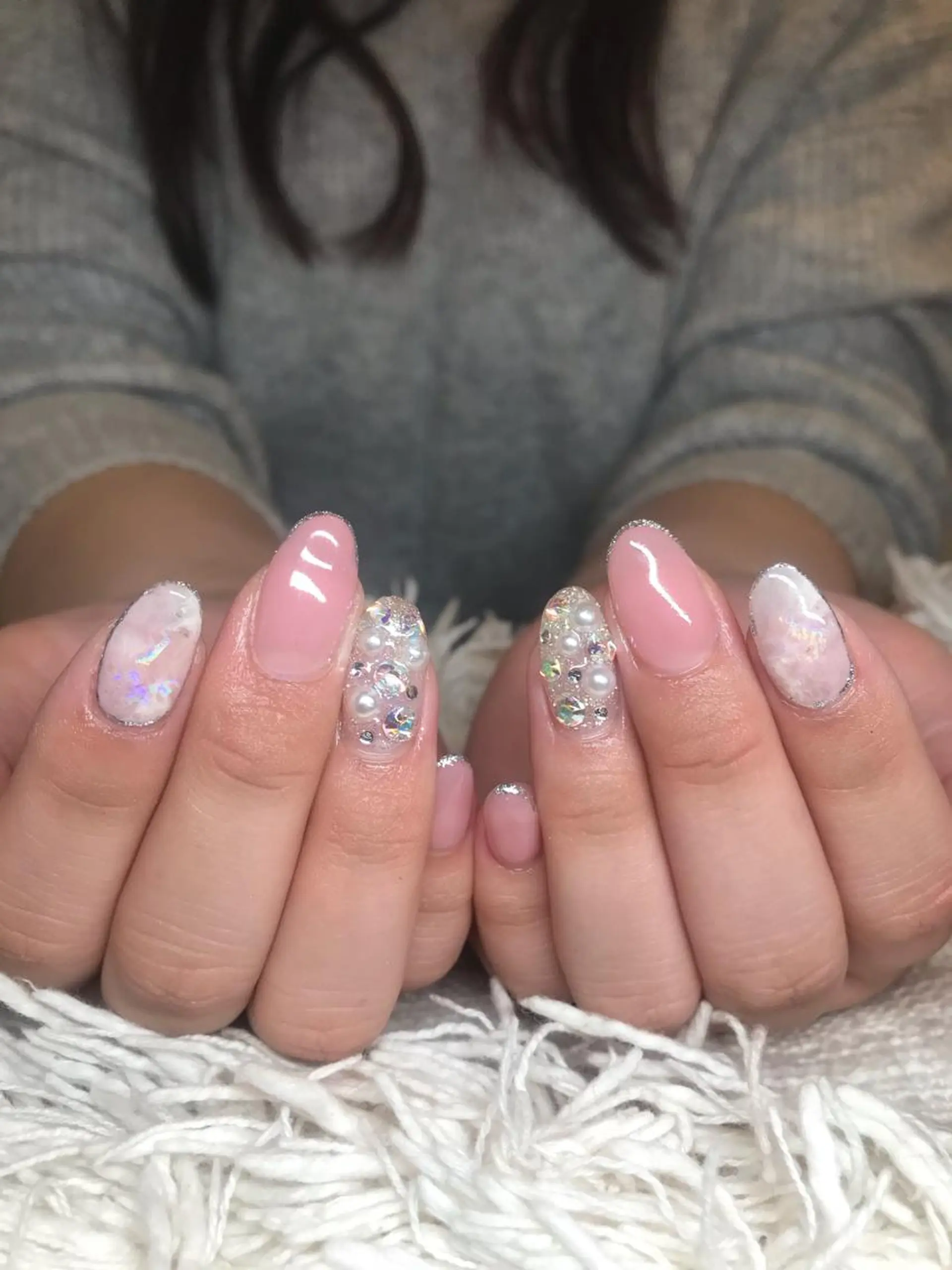 ミディアム カラー パーマ ヘアアレンジ ネイル マツエク・マツパ クリアネイル ストーンネイル nail&eye Aoのマツエク・マツパデザイン