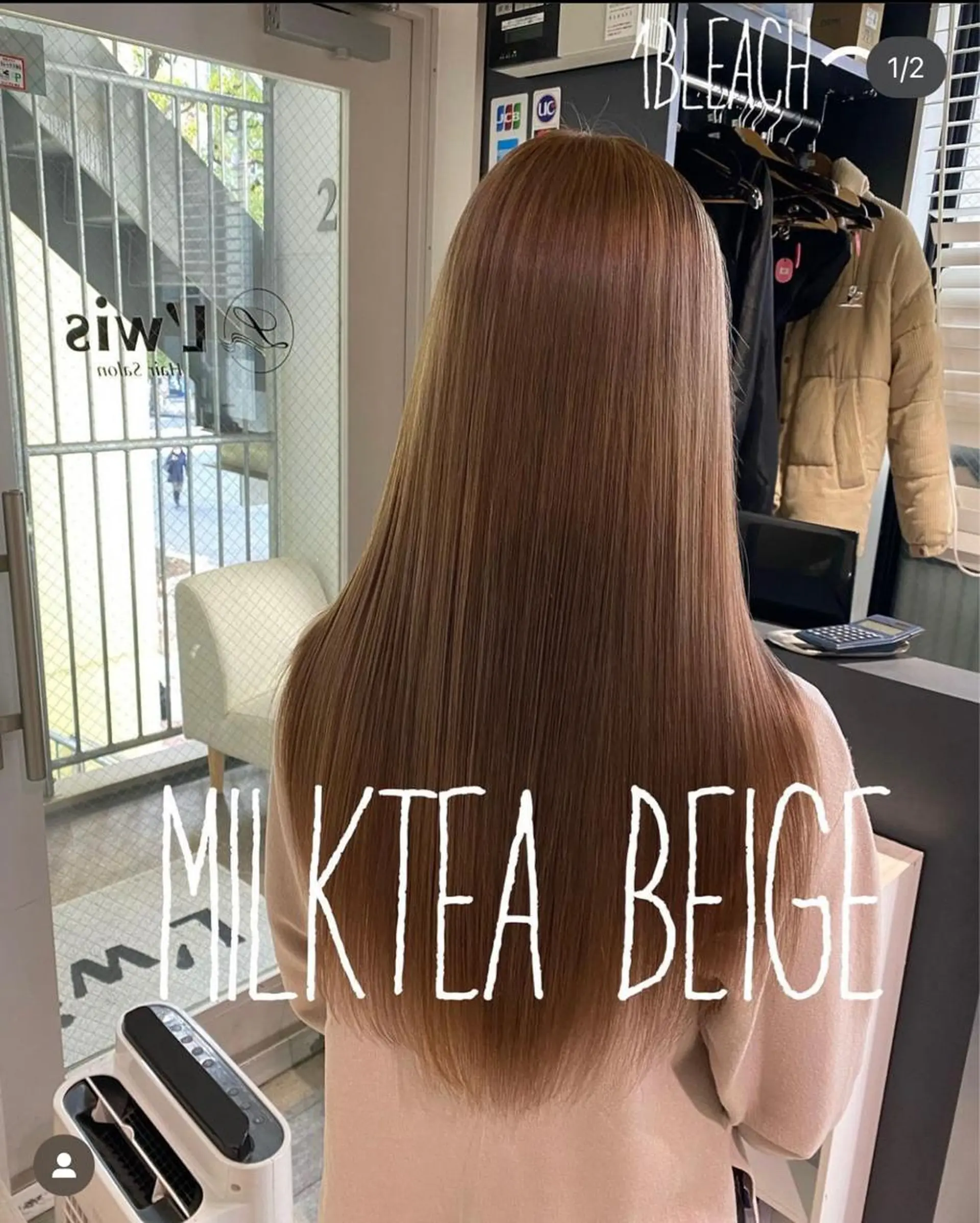 ロング カラー ベージュカラー ブリーチ ミルクティーベージュ ヘアカラー L'wis所属・L'wis　比佐野 大地のヘアスタイル