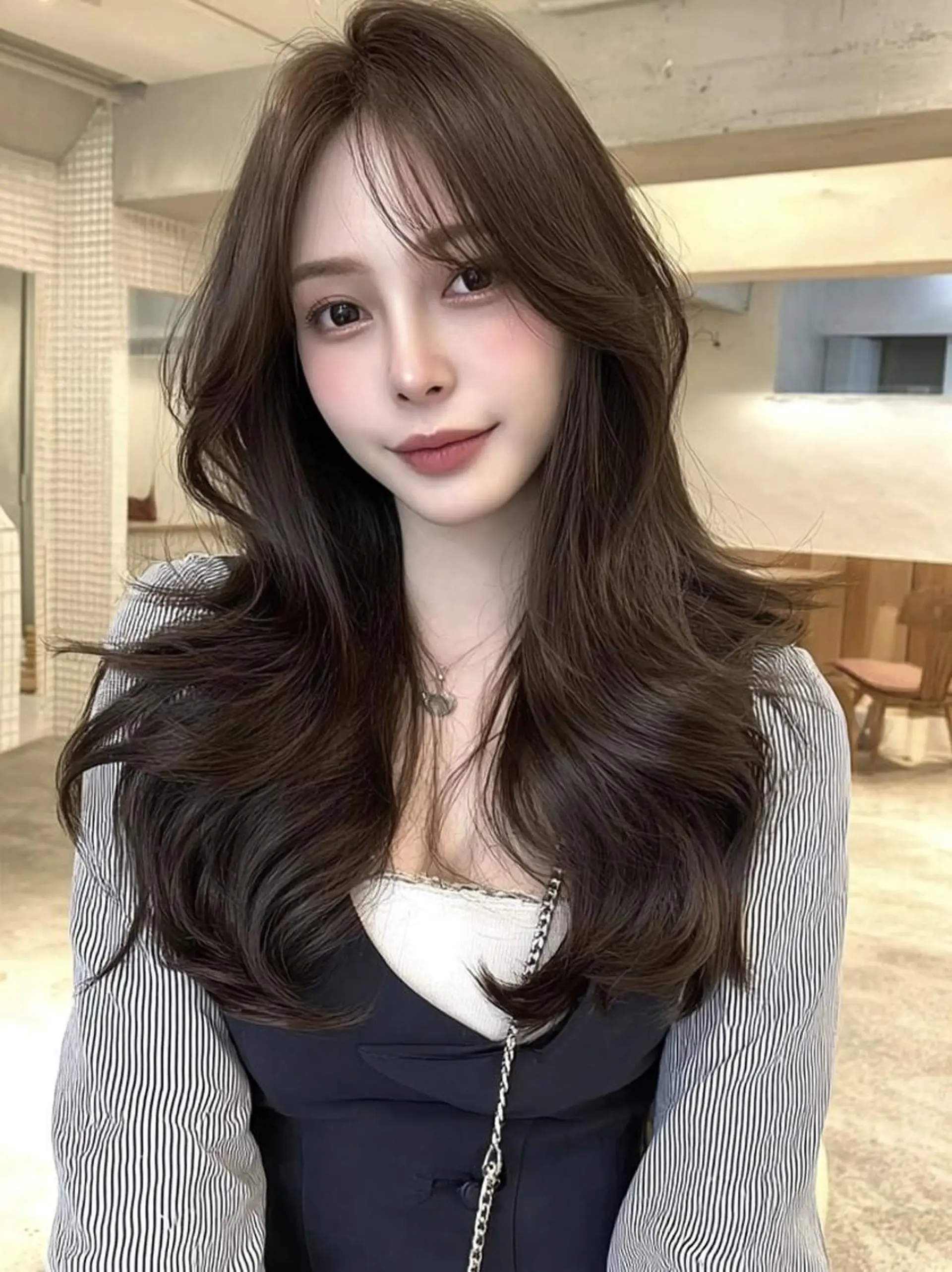 ロング ボブ 顔まわりレイヤー 髪質改善 韓国風ヘア レイヤーカット カット ヘアカラー トリートメント 大久保 雪乃🌛のヘアスタイル