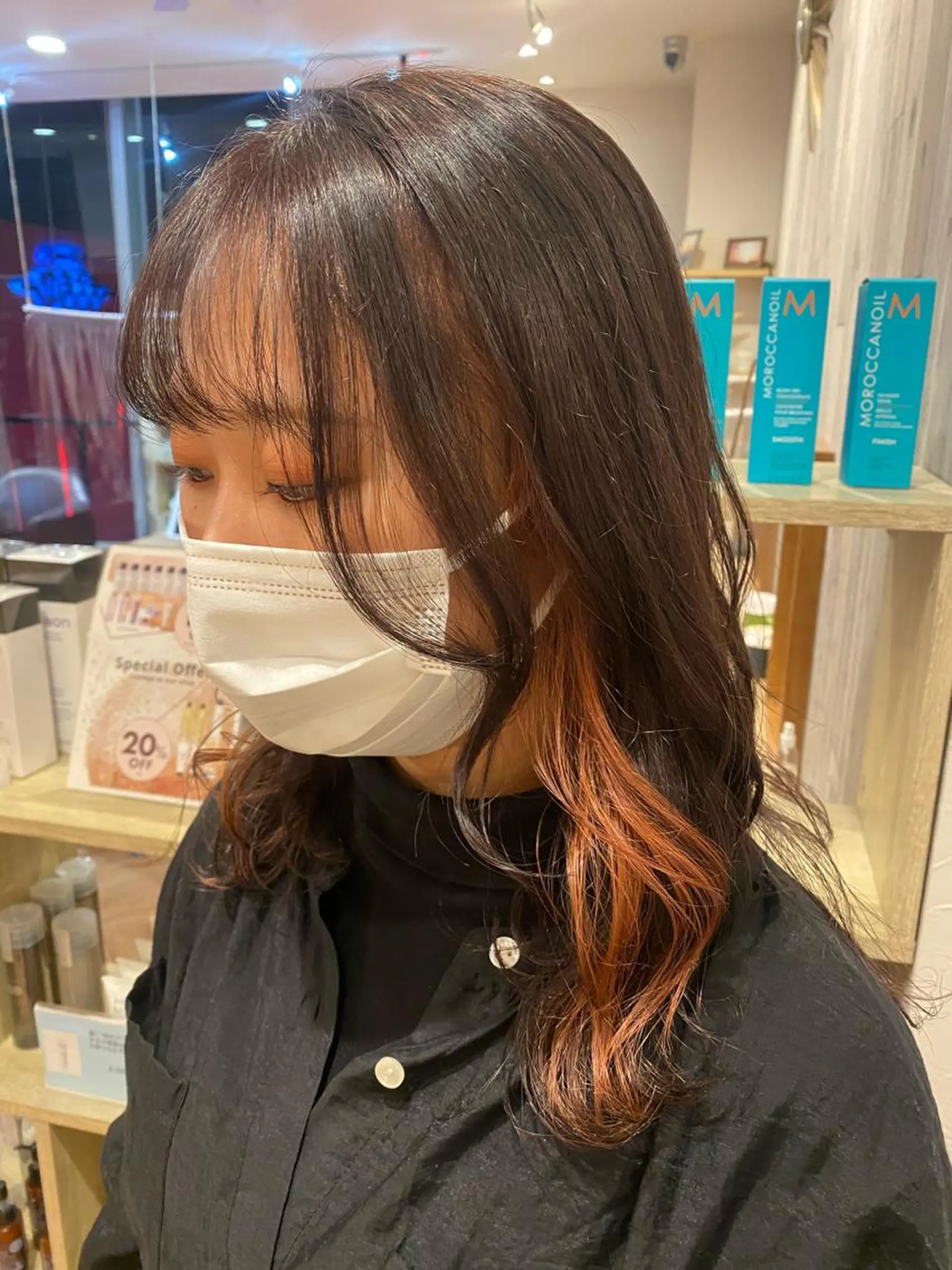 ミディアム カラー 韓国ヘア顔周りカット 艶髪ベージュtamaのヘアスタイル