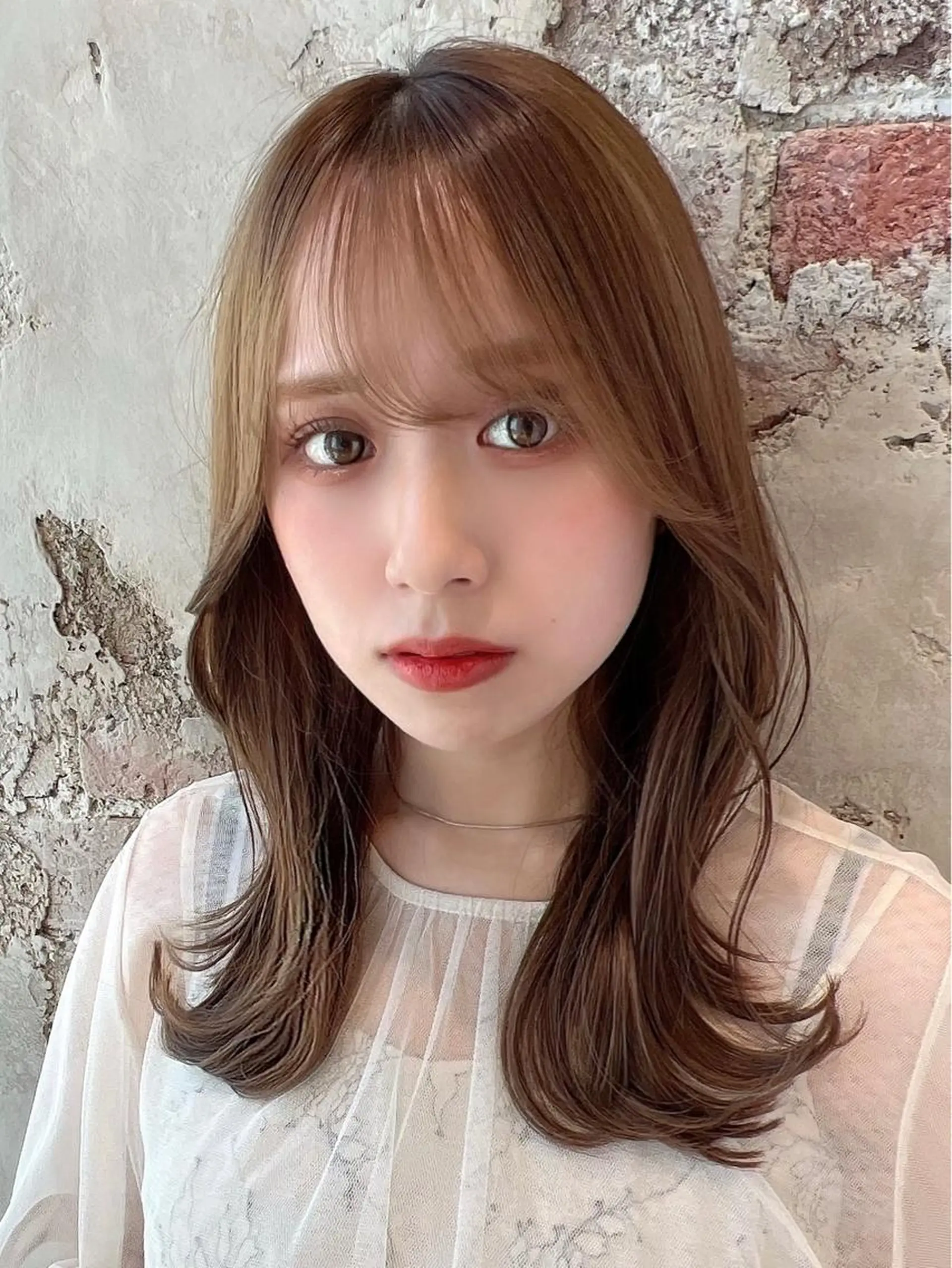 セミロング カラー ベージュカラー ブラウンカラー くびれヘア 髪質改善 縮毛矯正 🧡くびれヘア/前髪 顔周り🧡久原結衣のヘアスタイル