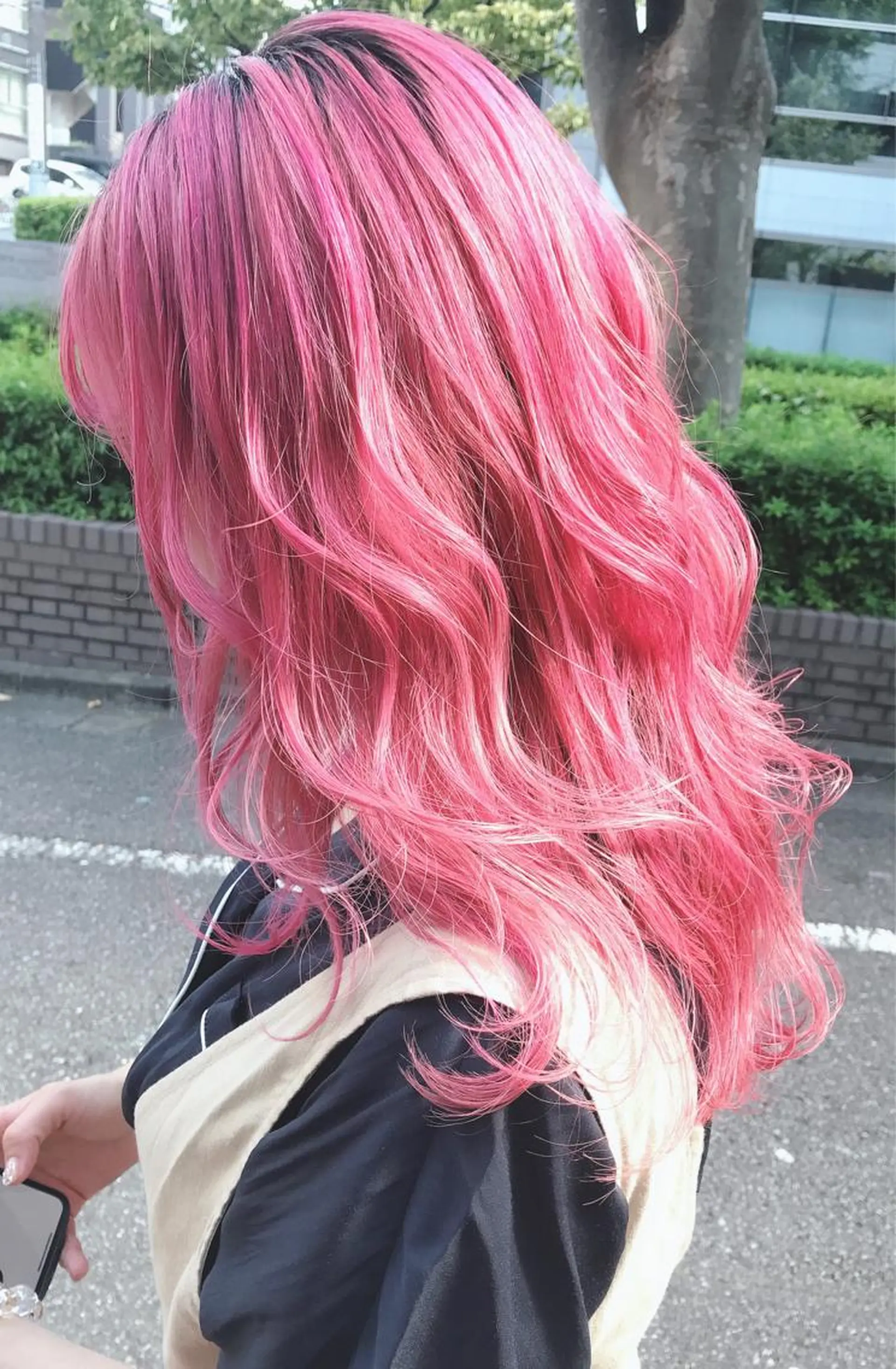 ミディアム カラー ピンクカラー 森本 笑のヘアスタイル