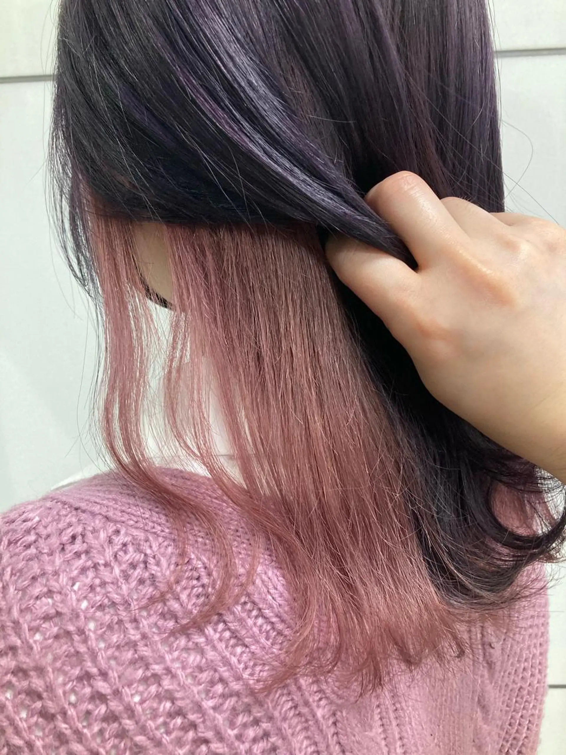 セミロング カラー ディープラベンダー ラベンダーカラー ピンクカラー ヘアカラー 髪質改善/痛ませ ないカラー/西村航大のヘアスタイル