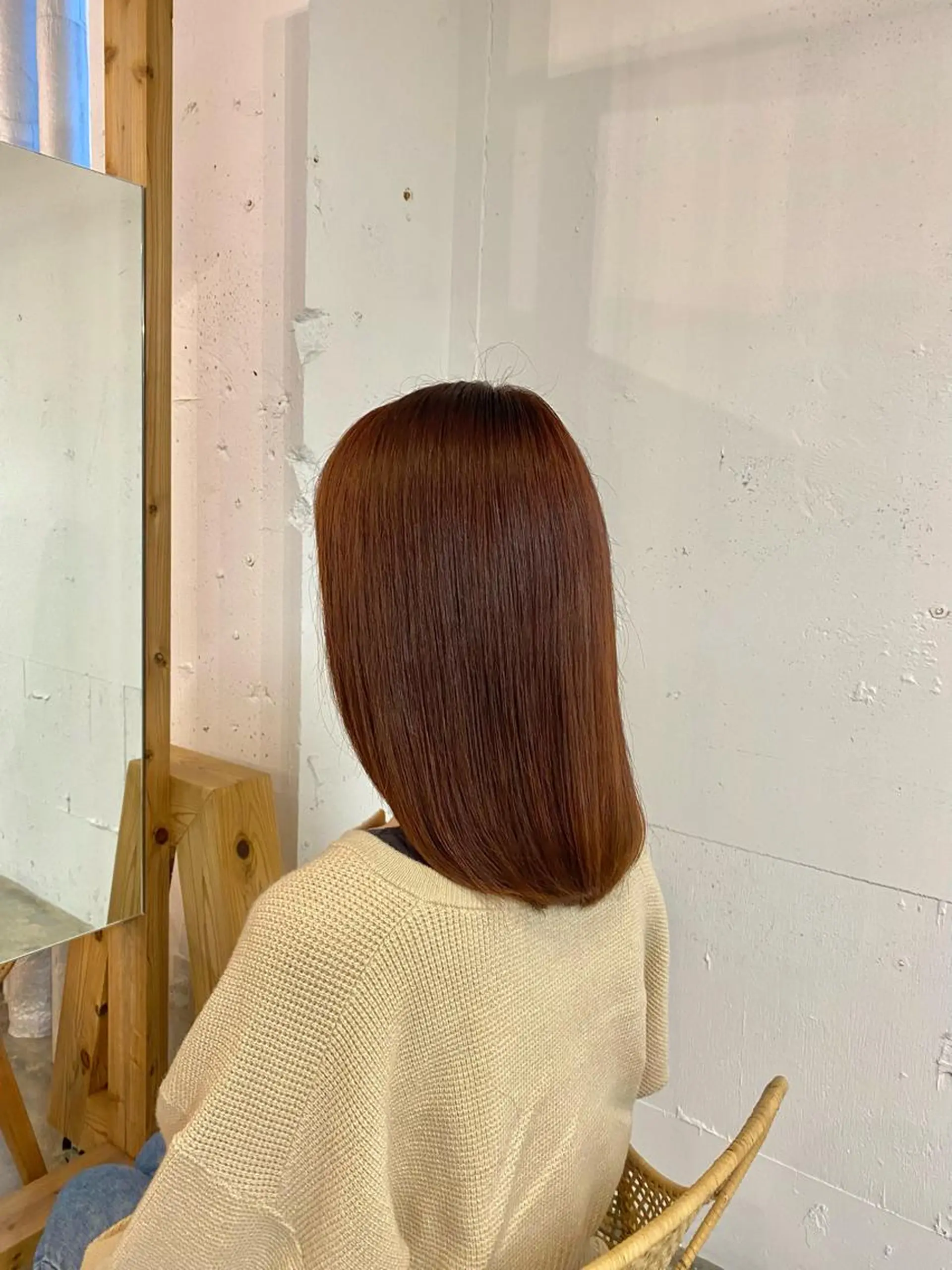 セミロング カラー ブラウンカラー オレンジ オレンジブラウン Seaby / 木上 綾菜のヘアスタイル