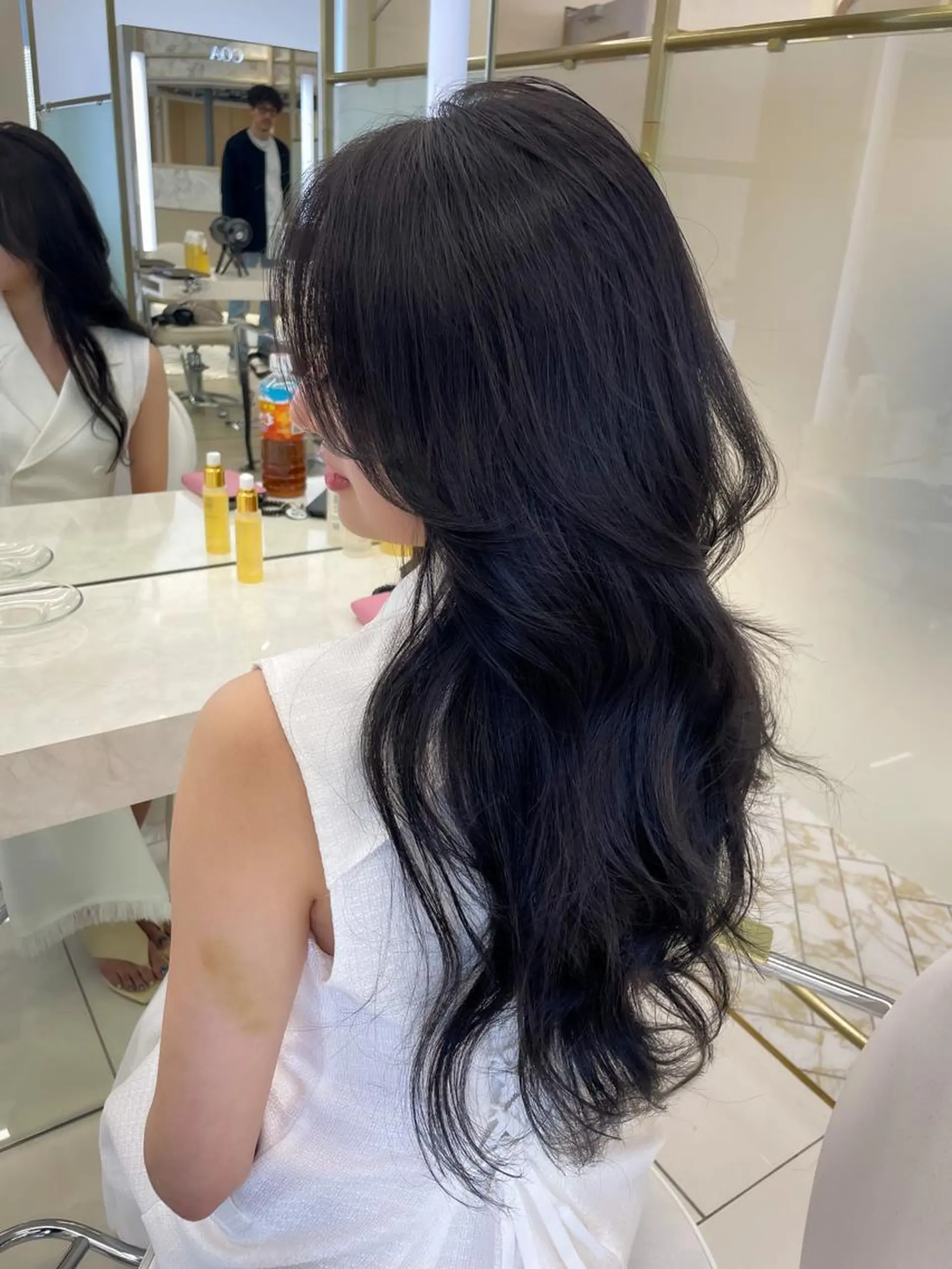 ロング カラー ブルーカラー ブルーグレー ブルーグレージュ 透明感カラー グレージュ ヘアカラー トリートメント COA GINZA 空也/前髪/顔まわりのヘアスタイル