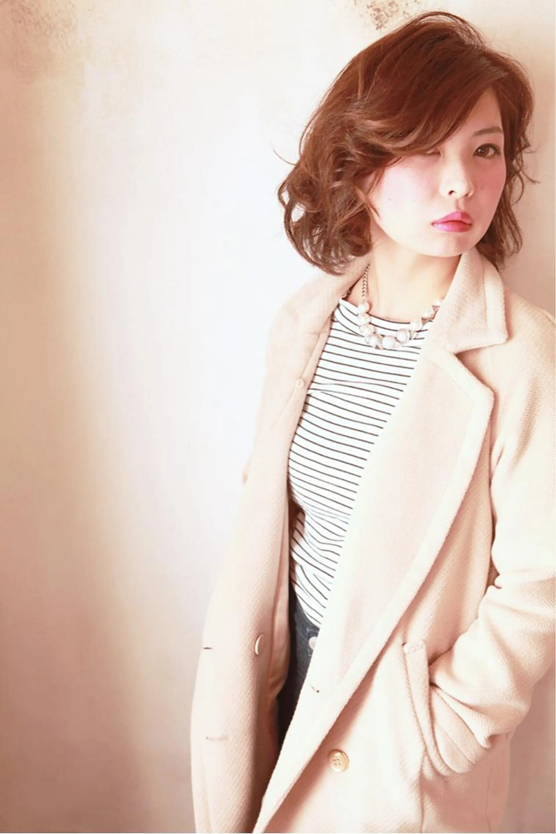 ミディアム カラー パーマ ミディアムパーマ デジタルパーマ カット パーマ marie-anne 浜松元目店のヘアスタイル