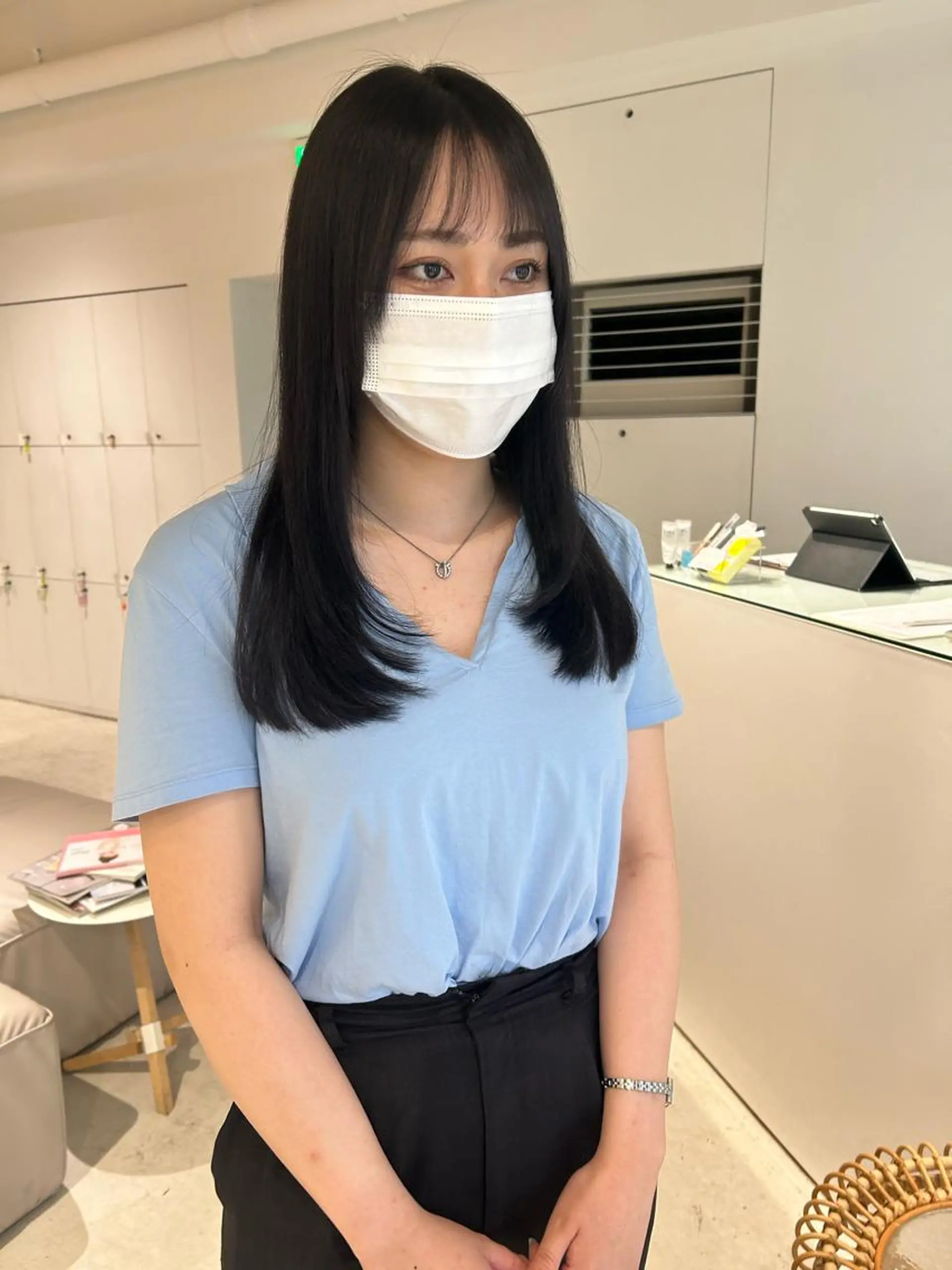 ロング カラー ブルーカラー ブルーラベンダー ラベンダーカラー 顔まわりレイヤー レイヤーカット カット ヘアカラー 透明感カラー🫧 nanohaのヘアスタイル