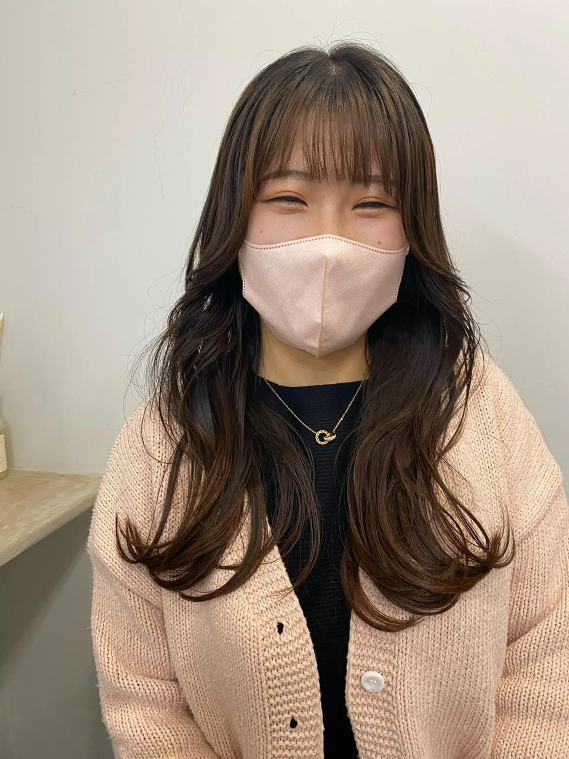 ロング カラー 顔周りカット 韓国風ヘア ロング 透明感ワンカラー梅田 ダブルカラー/川上のヘアスタイル