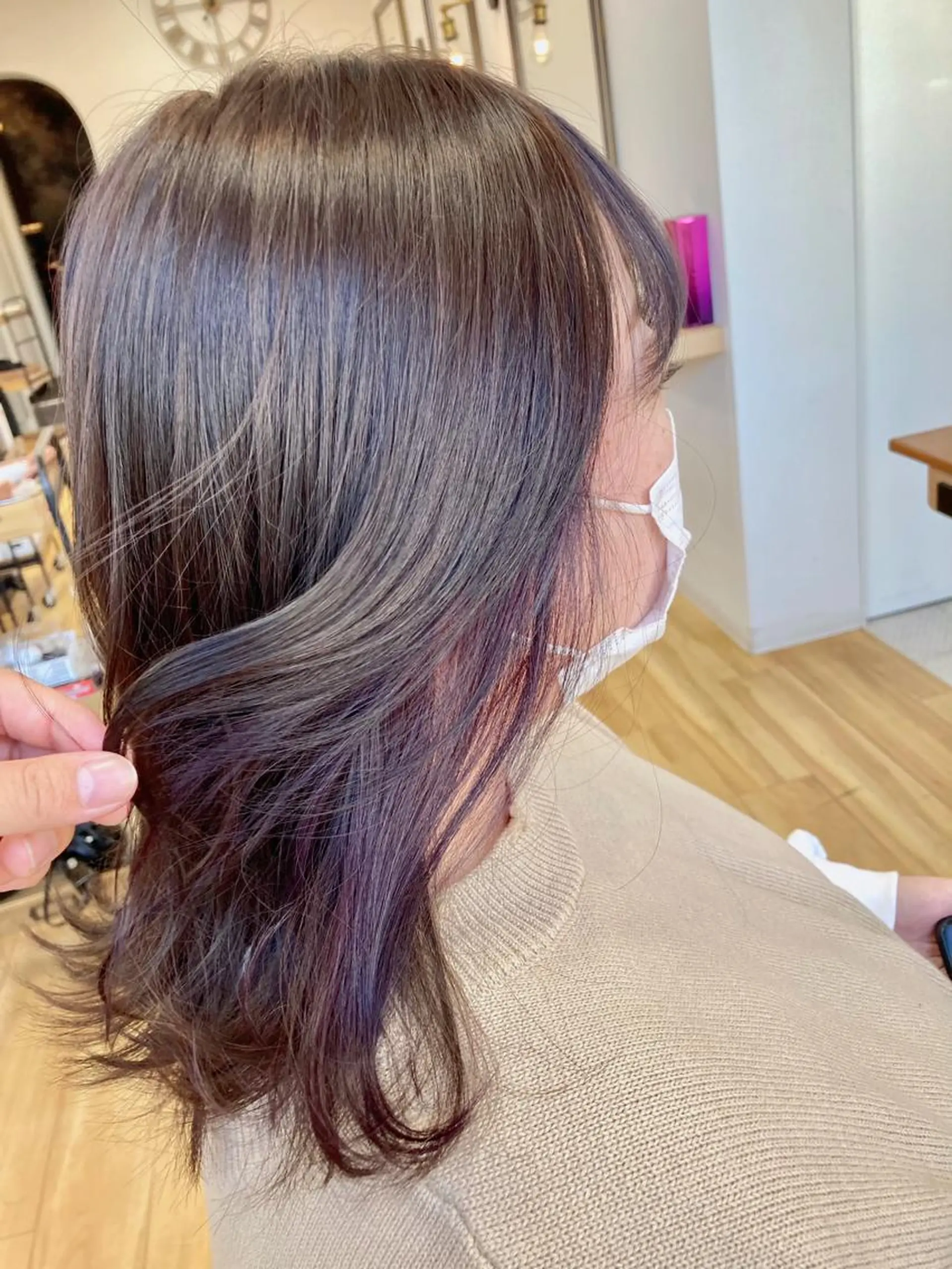 ミディアム カラー インナーカラー ネイビーカラー パープルカラー トリートメント 大野 まゆのヘアスタイル