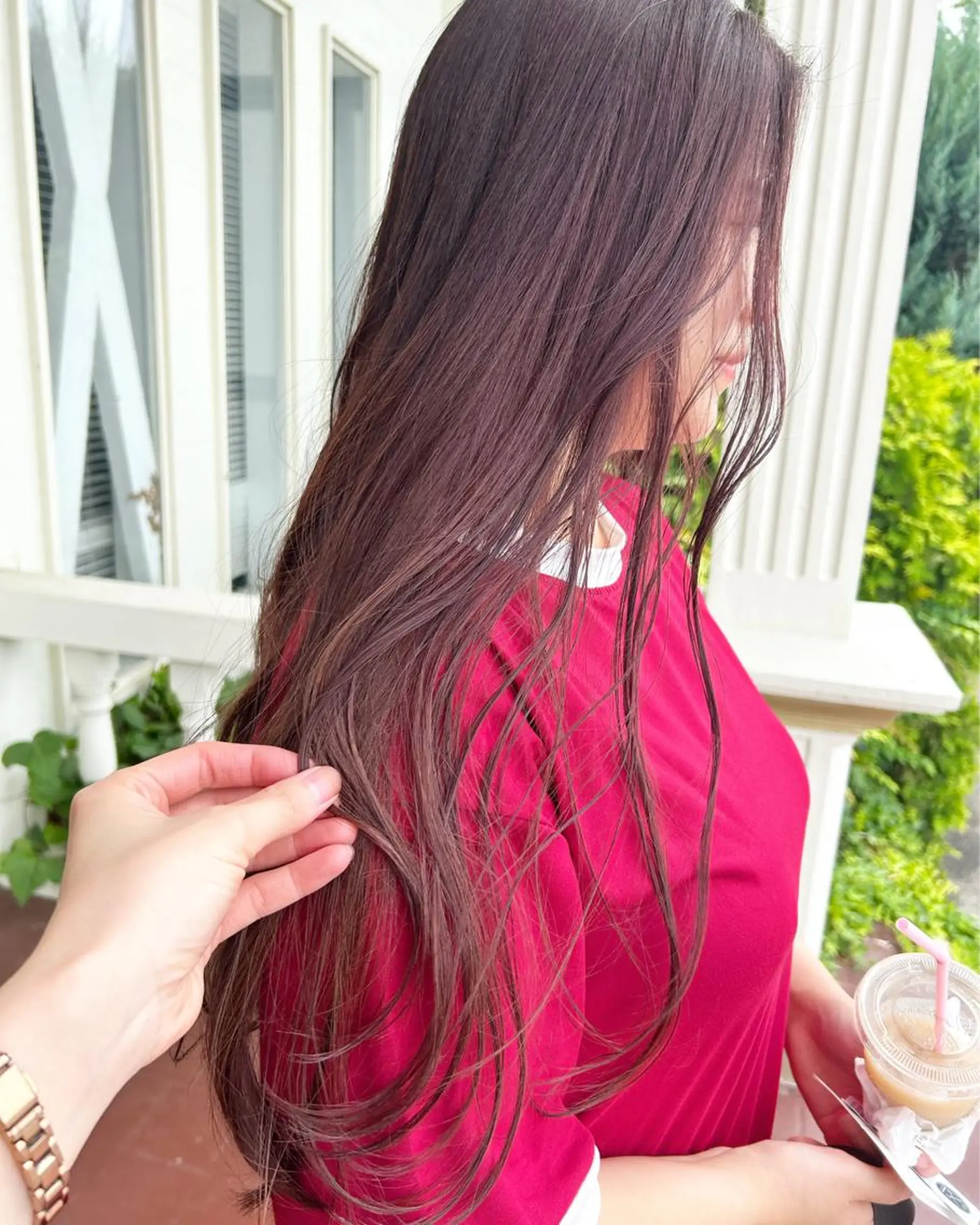 ロング カラー ブリーチ ブリーチなしカラー カット ヘアカラー トリートメント 江原 彩華のヘアスタイル