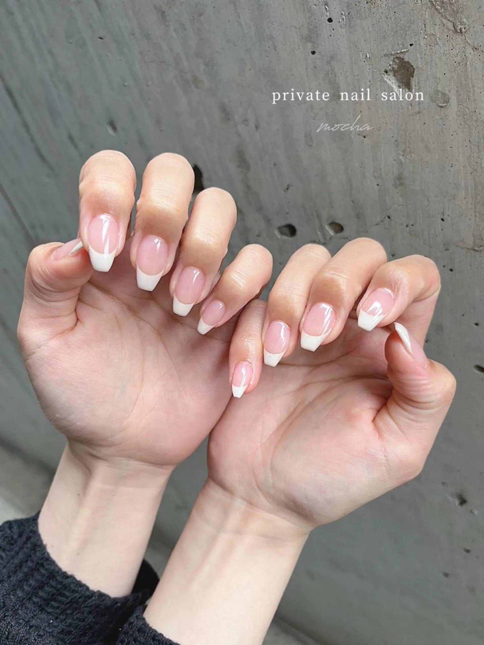 ネイル フレンチネイル ピンク ピンクベージュ ハンドネイル mocha nailのネイルデザイン