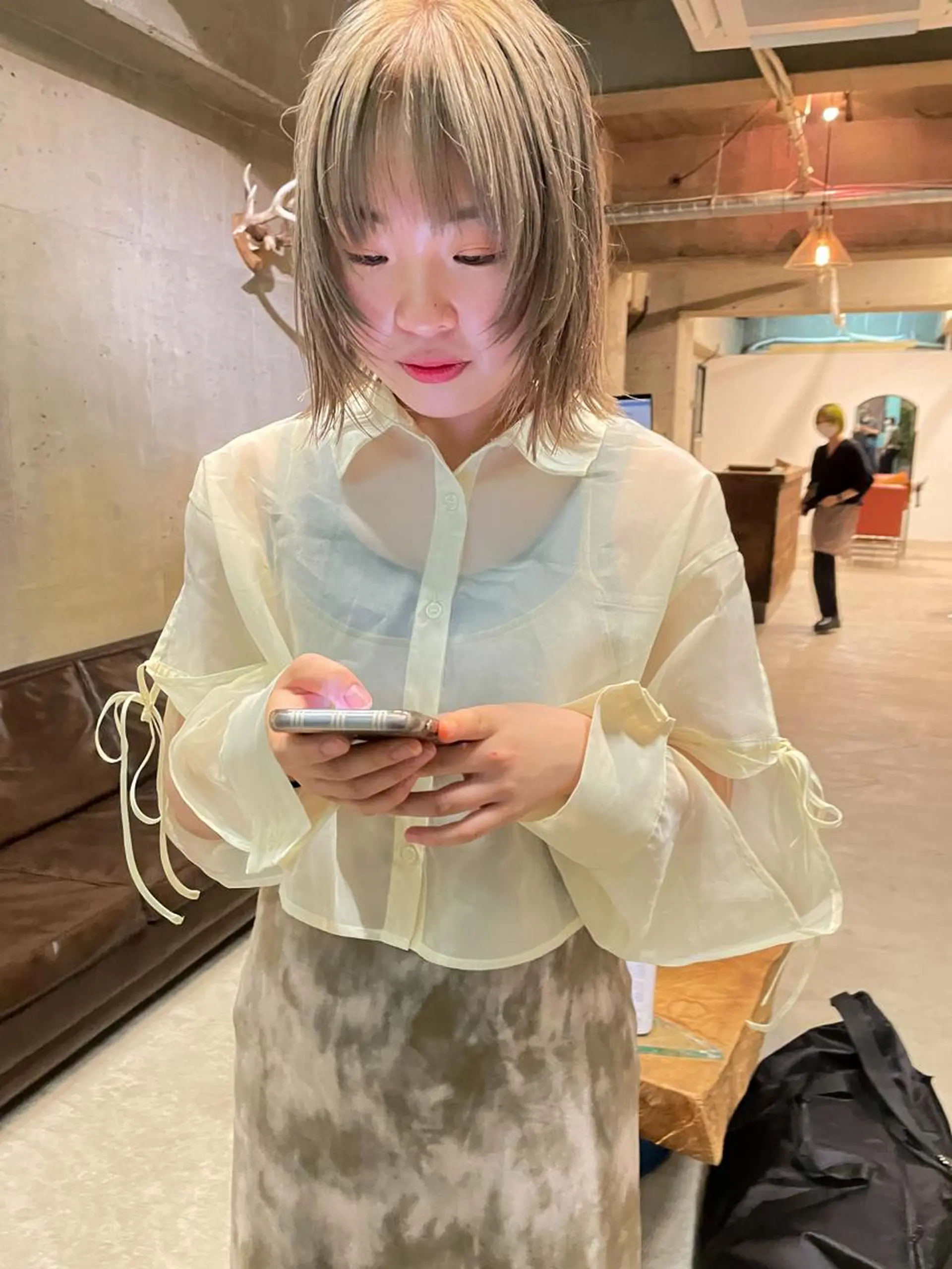 ミディアム カラー パーマ/レイヤー 岩山丈一郎のヘアスタイル