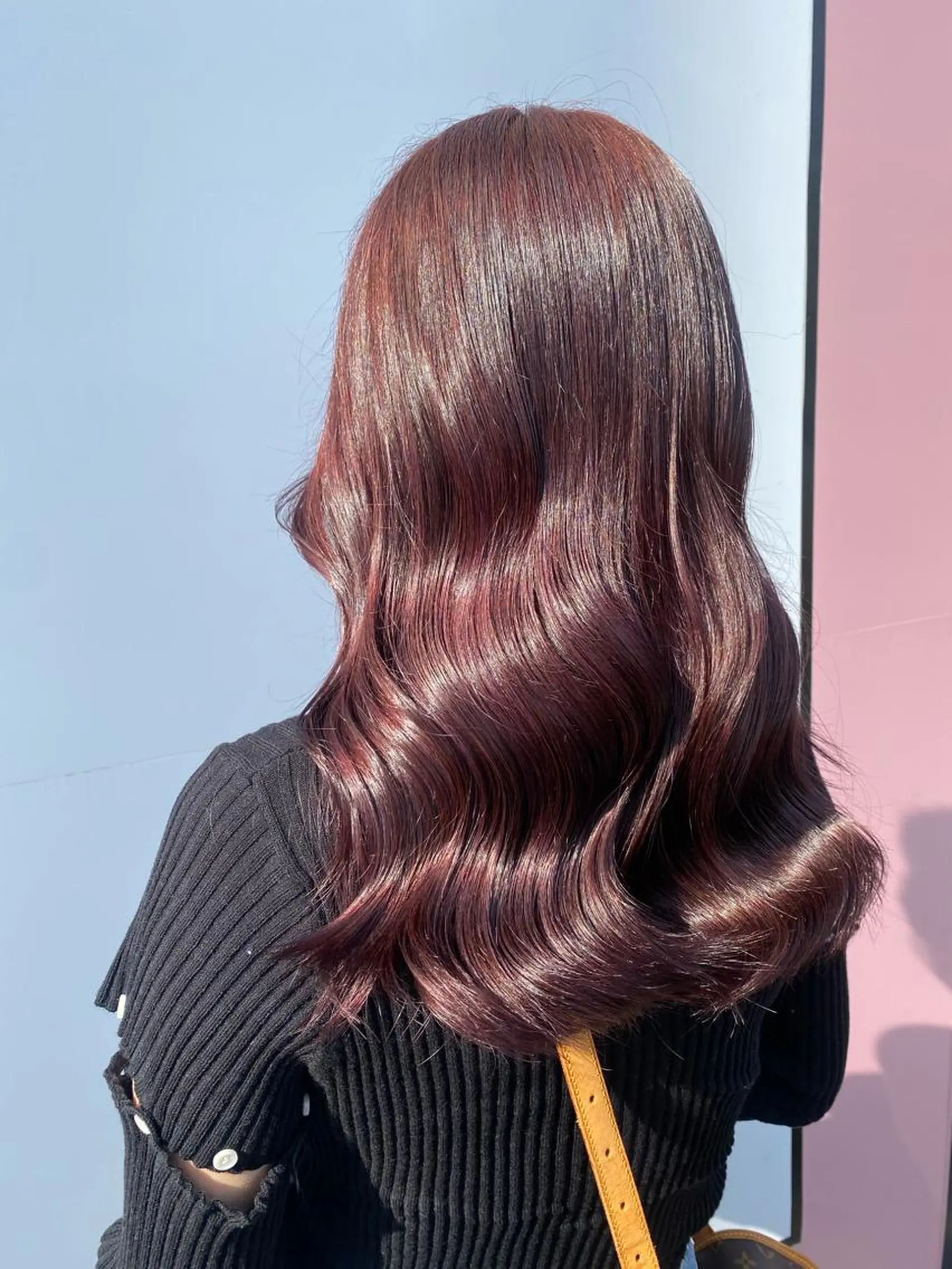 ロング カラー ピンクカラー バイオレットカラー カット 縮毛矯正 💘韓国カラー💘 クルミのヘアスタイル