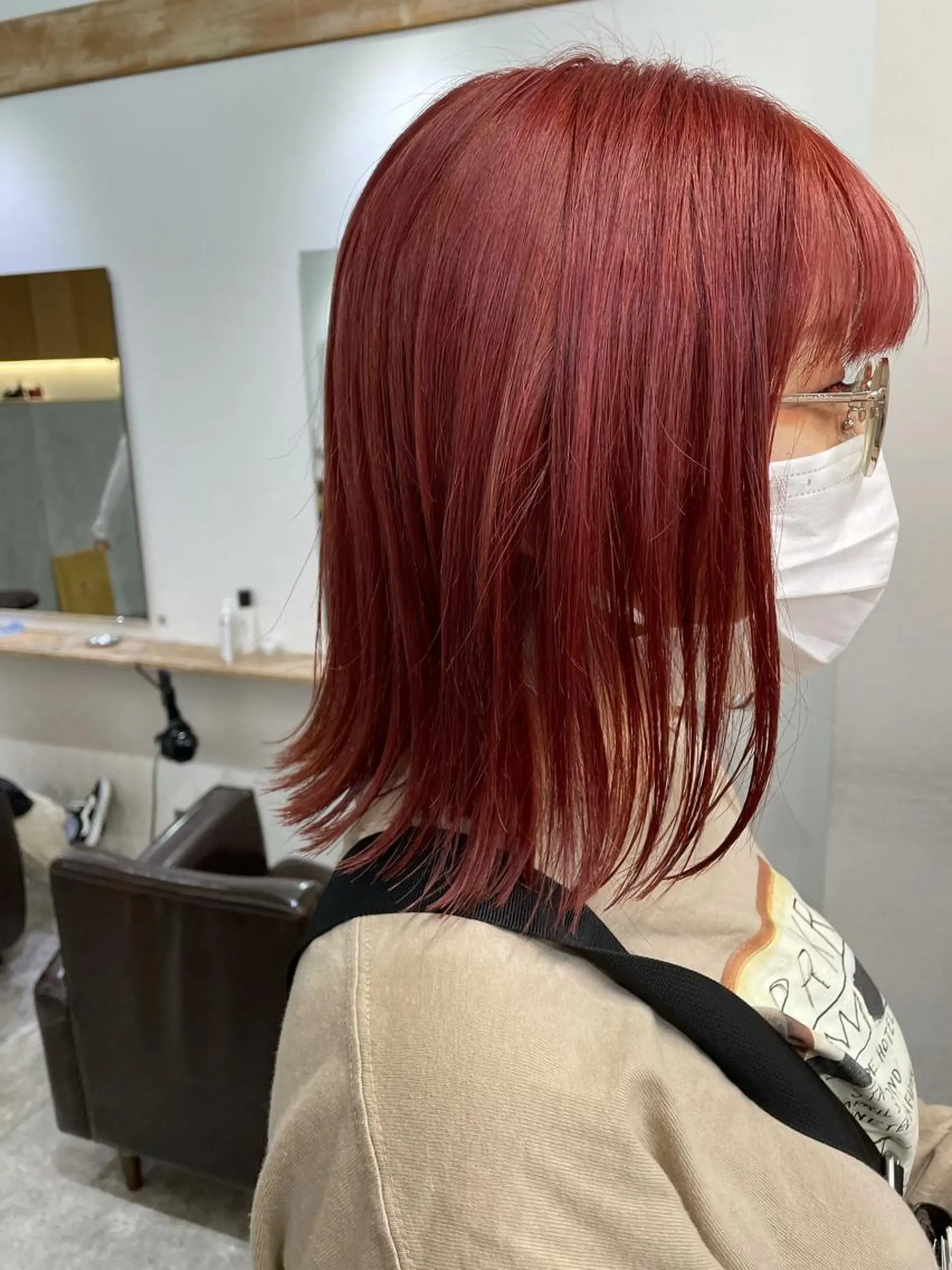 ショート カラー パーマ ヘアアレンジ メンズ キッズ ネイル マツエク・マツパ メンズブリーチ ブリーチ レッドカラー 赤色 カット ヘアカラー トリートメント パーマ/透明感カラー /ボブ/吉田一生のヘアスタイル