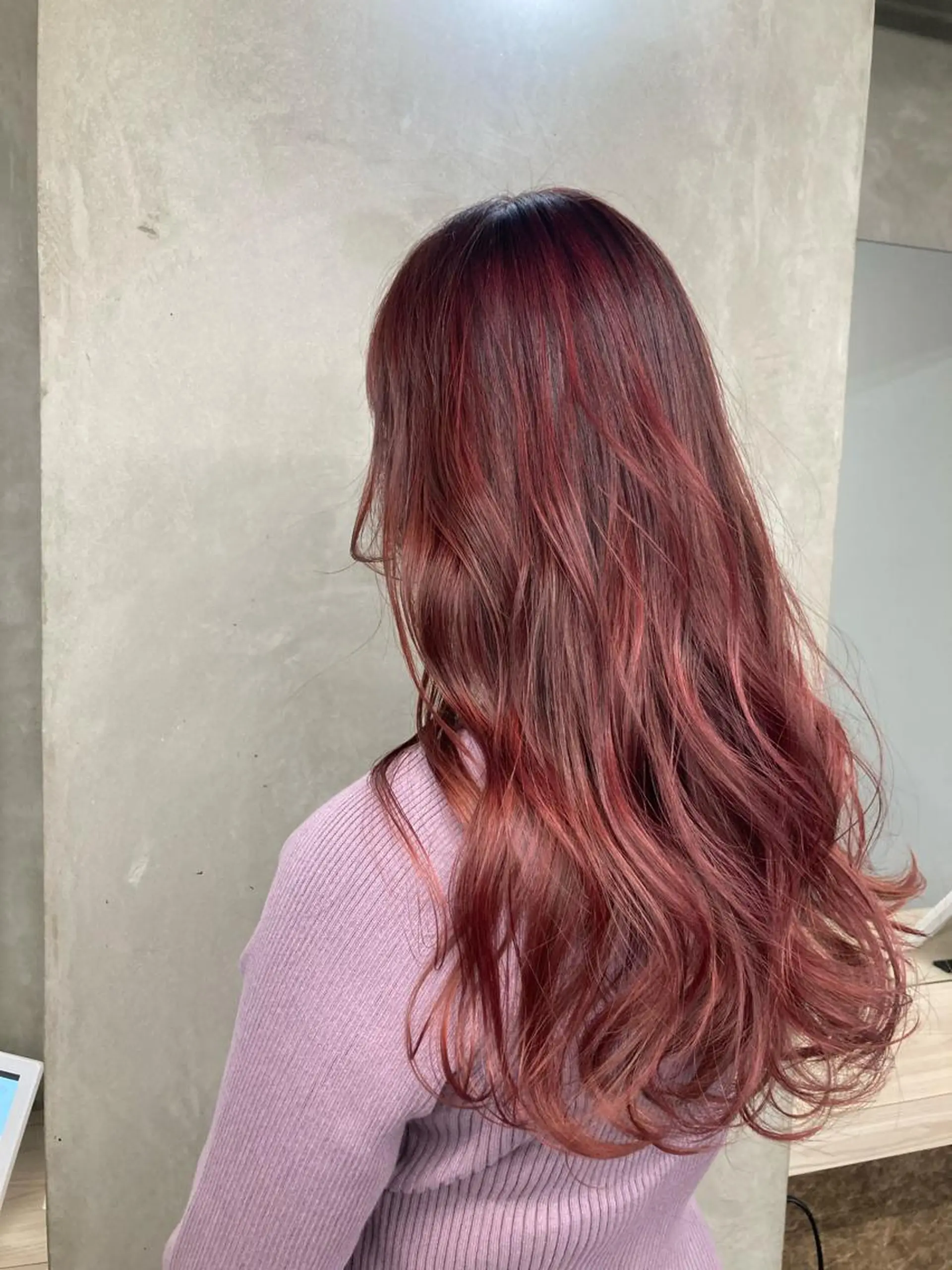 ロング カラー ピンクカラー バイオレットカラー ヘアカラー ブリーチ&似合せボブ 田中寛十のヘアスタイル