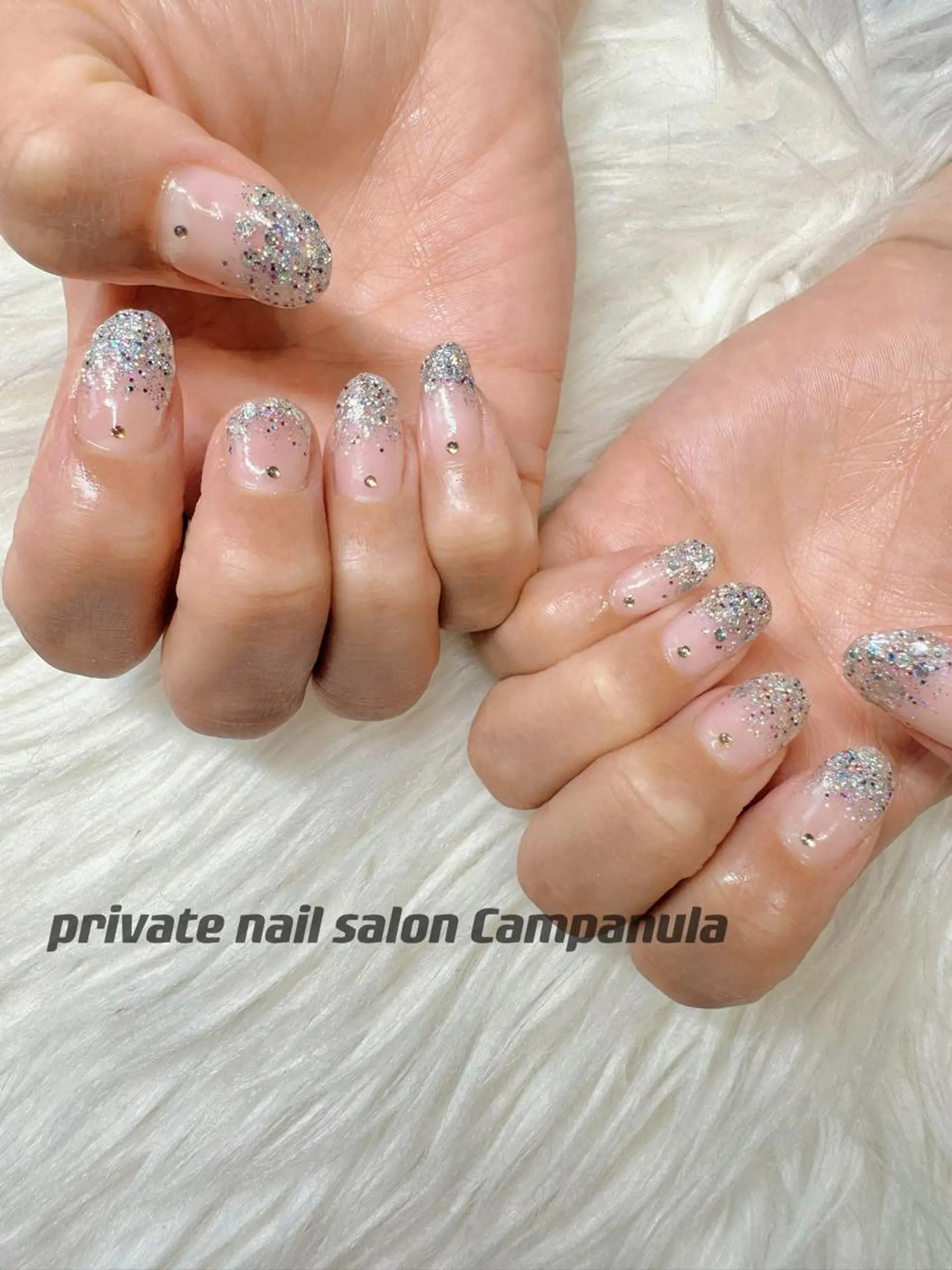 ネイル グラデーション ラメ(グリッター) ネイルケアサロン Campanulaのネイルデザイン