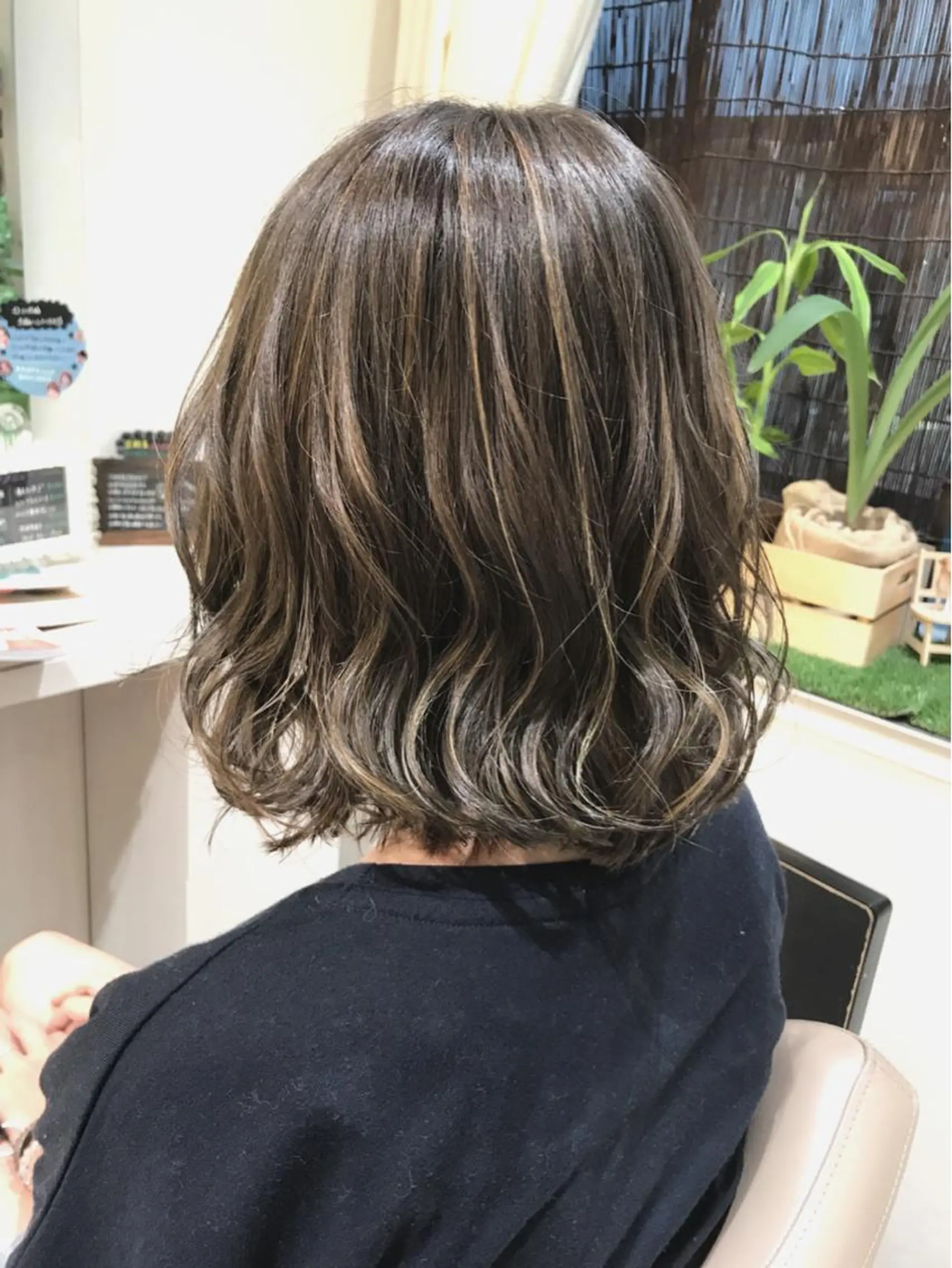 ショート カラー グレージュ ハイライトカラー ボブ ハイライト カット ヘアカラー 山崎俊輔/髪質改善 /バレイヤージュのヘアスタイル