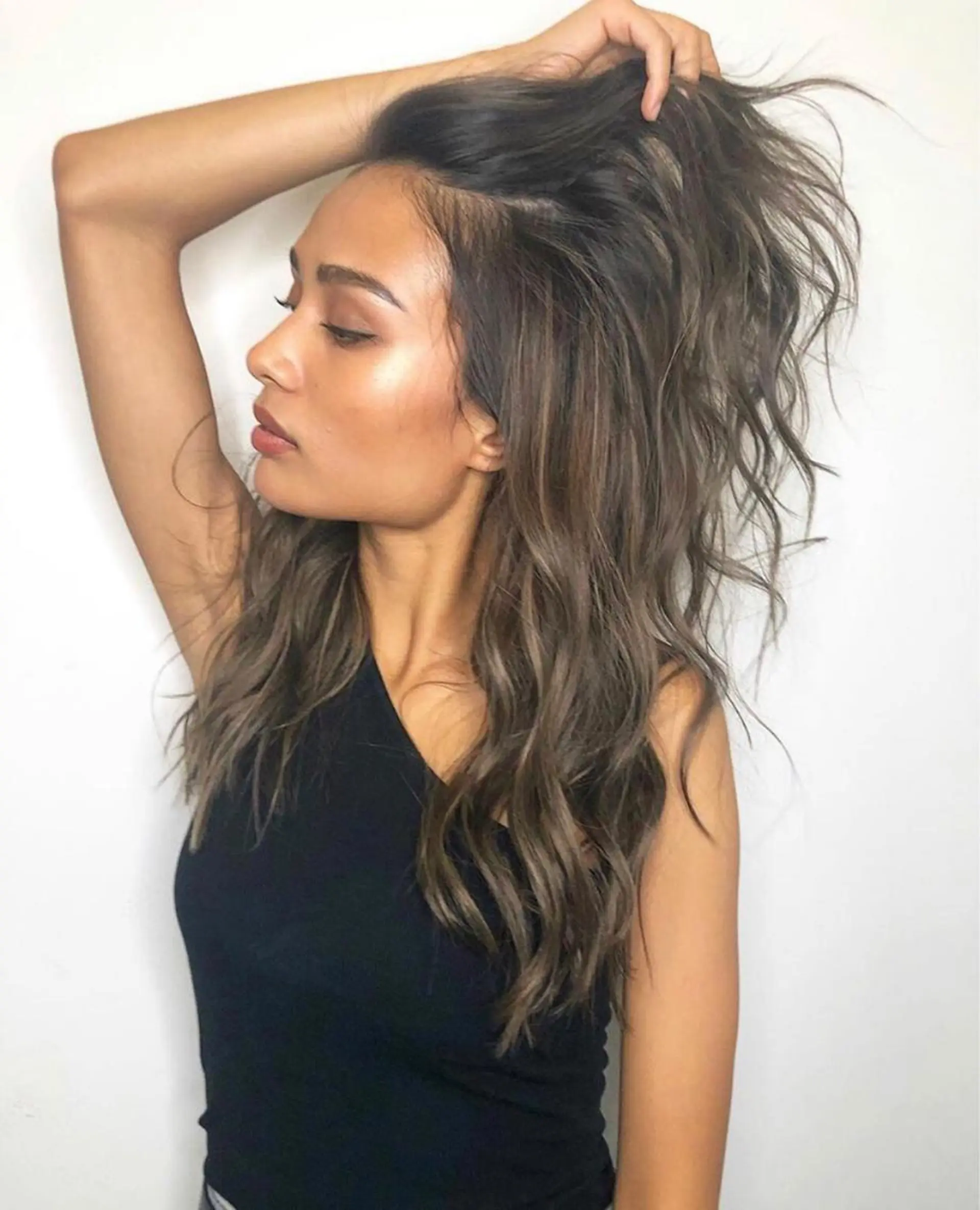 ロング salowin 原宿 aroa所属・韓国／ハッシュカット ／透明感カラー／金野のヘアスタイル