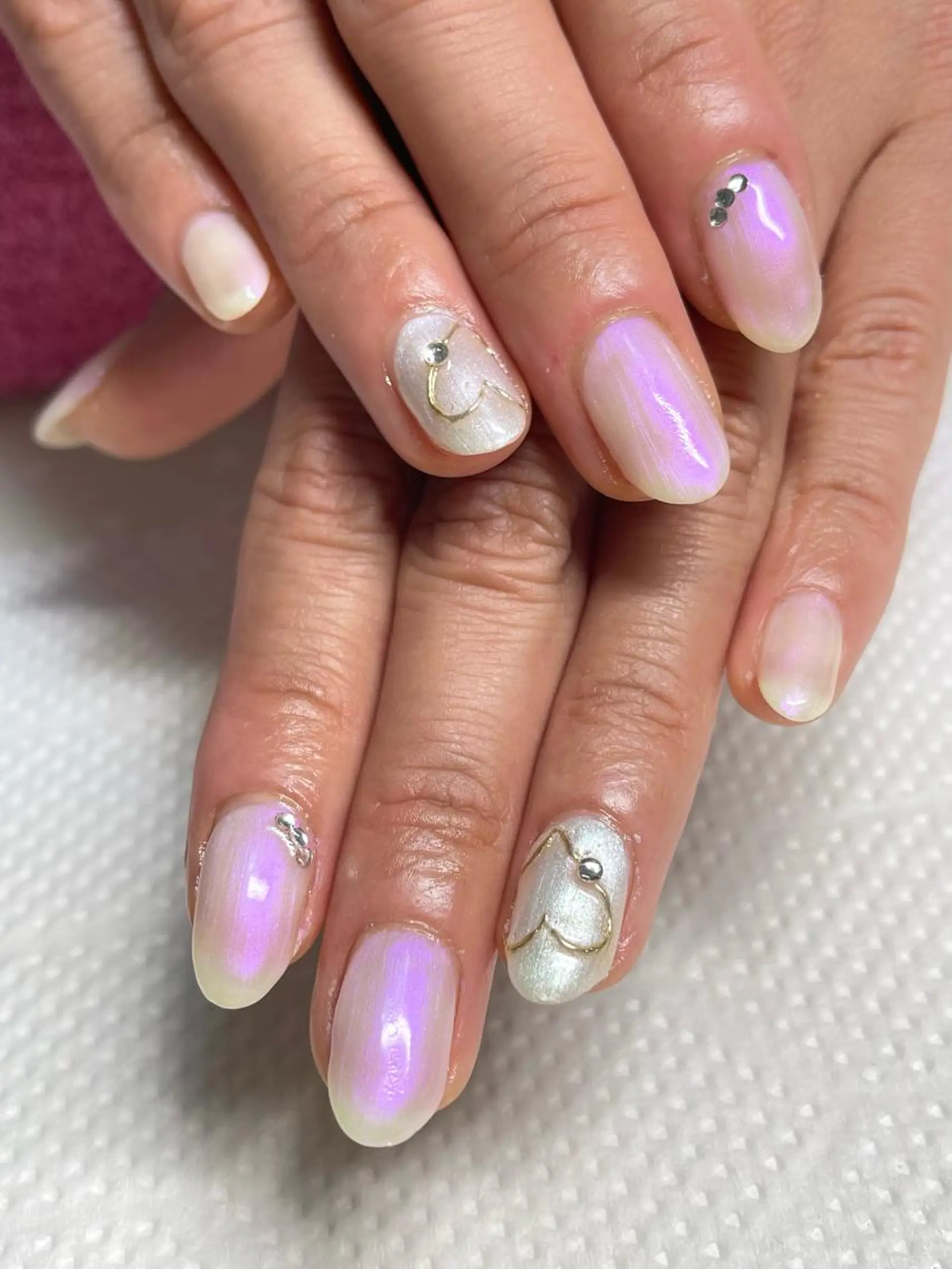 ネイル アートネイル ハート ミラーネイル Flora nailのネイルデザイン