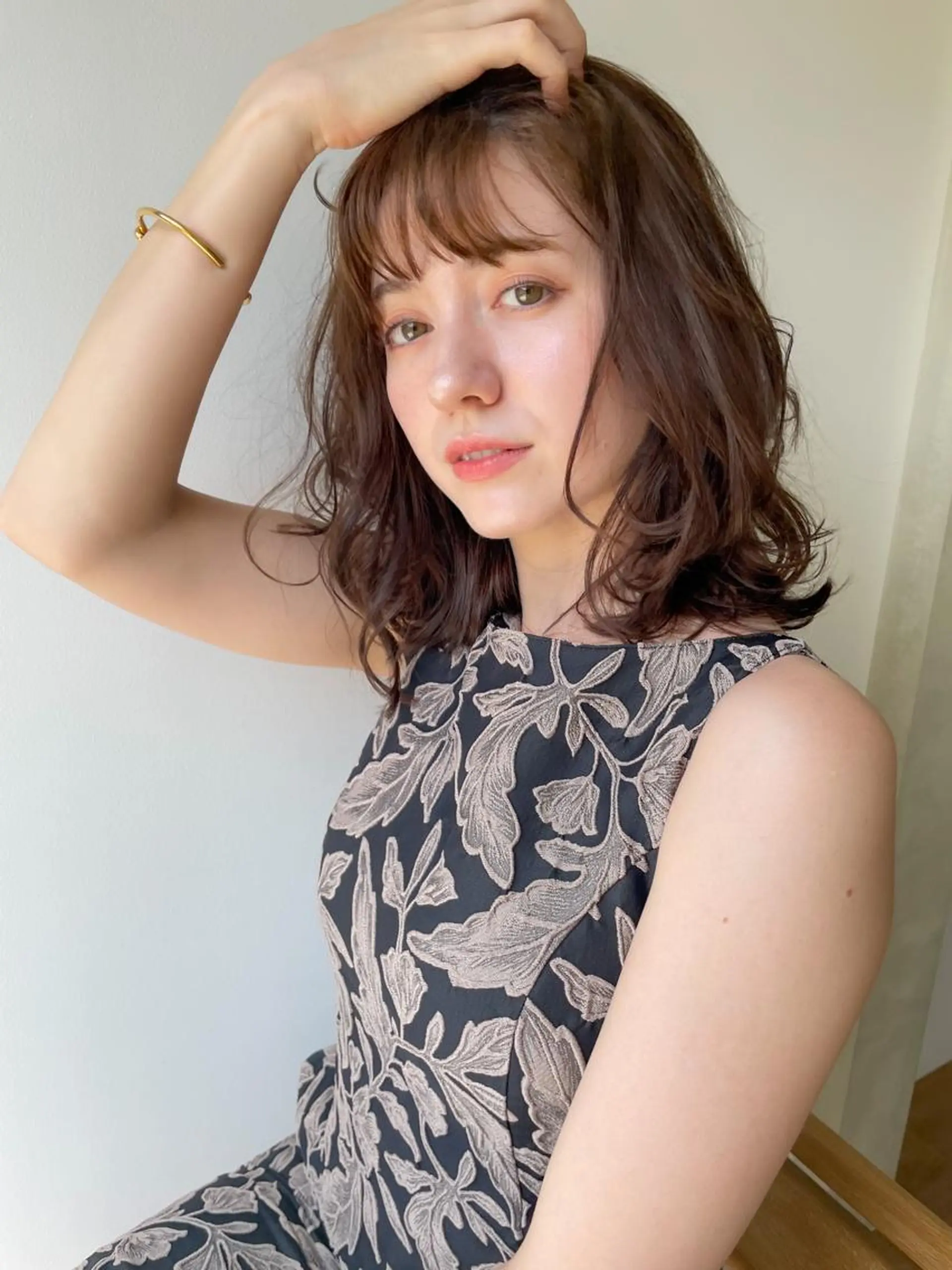 セミロング カラー ベージュカラー 太田ありさ クリーミーヘアカラーのヘアスタイル