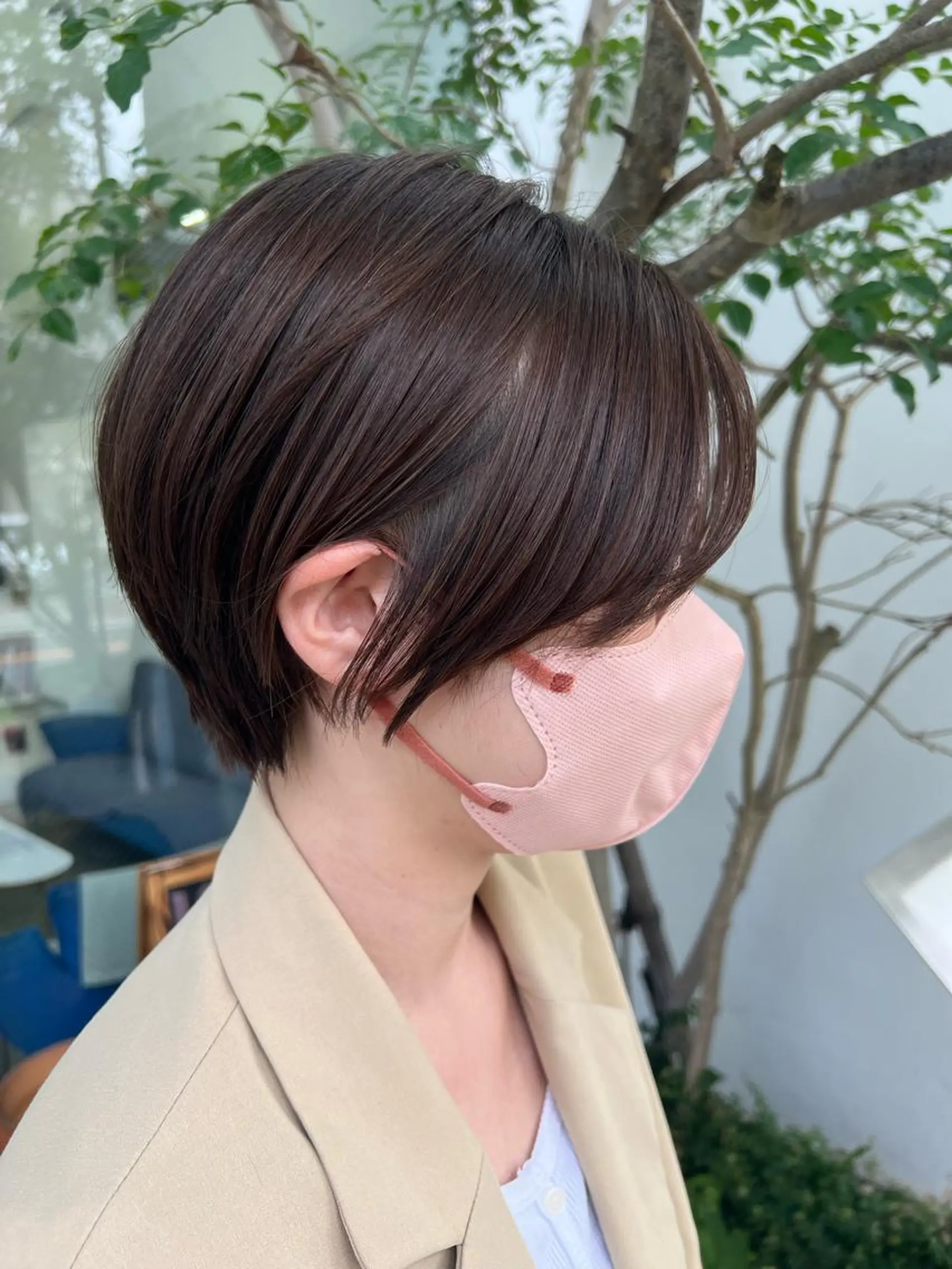 ショート カラー ブラウンカラー マロンブラウン 似合わせカット ショートヘア カット ヘアカラー トリートメント 本山　くせ毛のカット 尾島光季のヘアスタイル