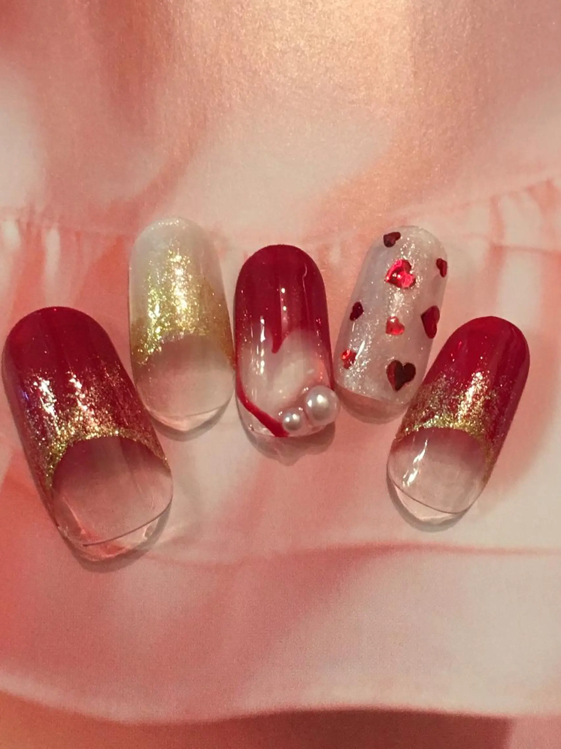 ネイル フレンチネイル ハート 古川 里美のネイルデザイン