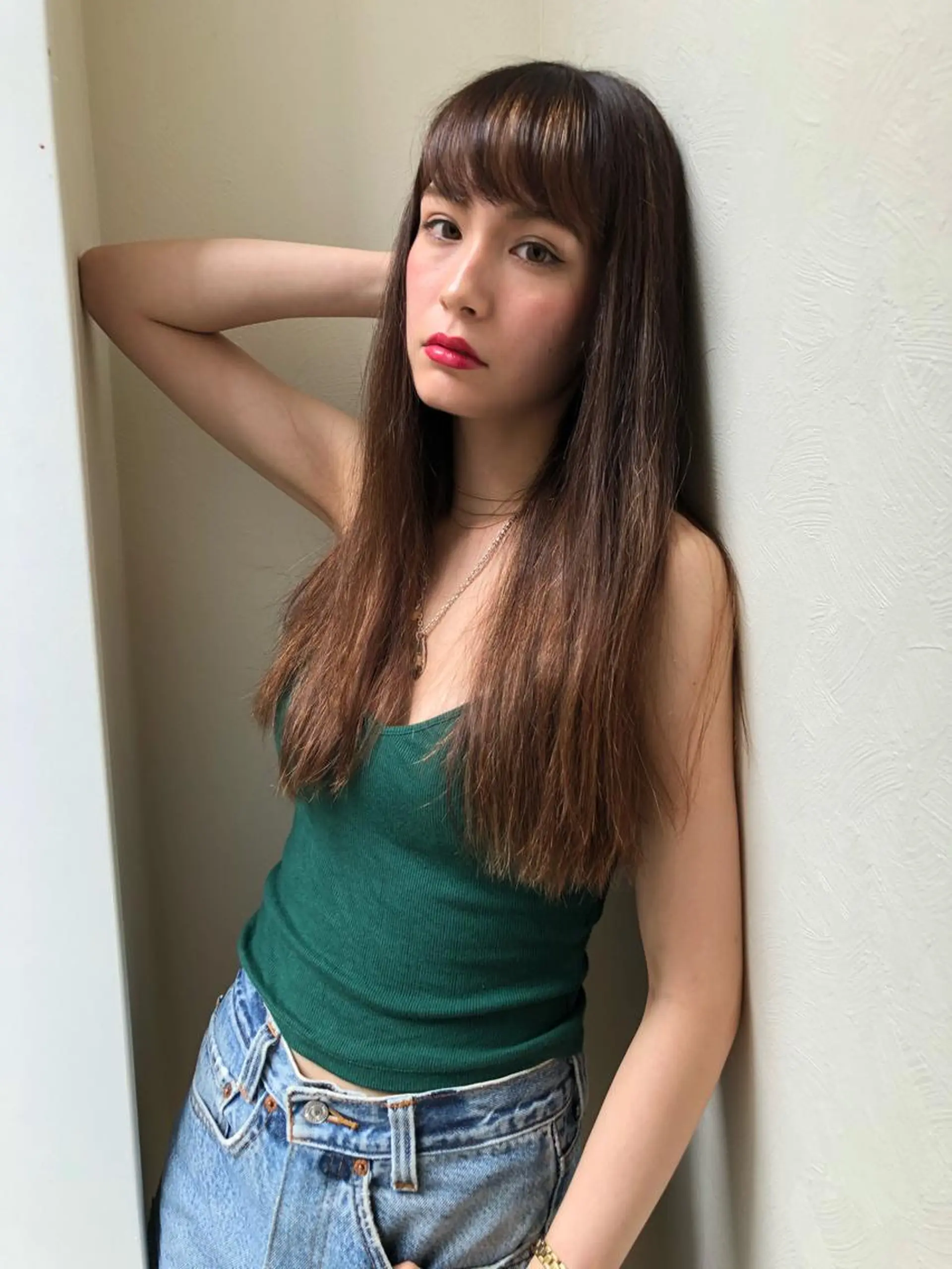 ロング salowin 原宿 aroa所属・韓国／ハッシュカット ／透明感カラー／金野のヘアスタイル