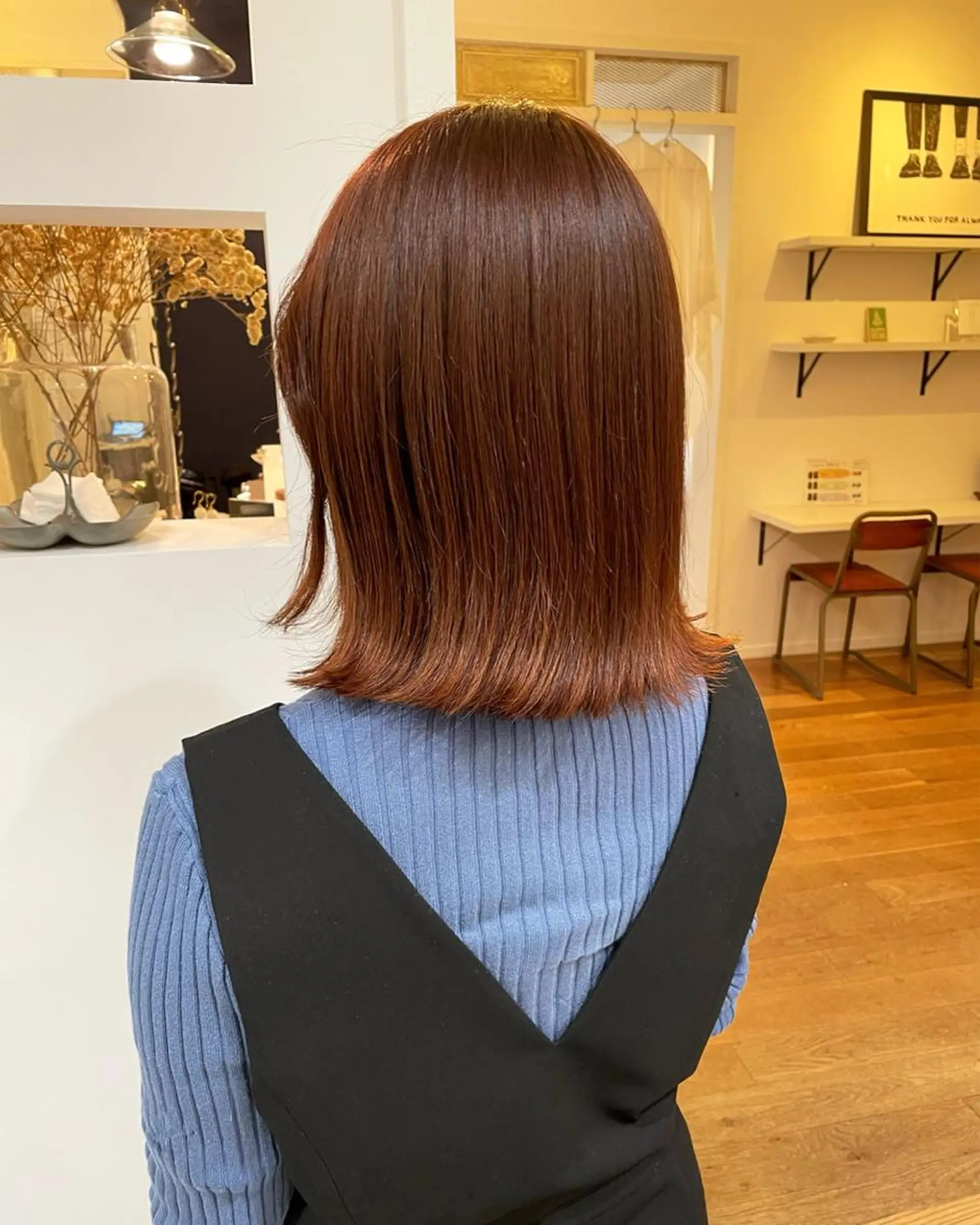 ミディアム カラー ブラウンカラー オレンジ オレンジブラウン カット ヘアカラー トリートメント 髪質改善ストレート✨ パーマヘア✨YUKIのヘアスタイル