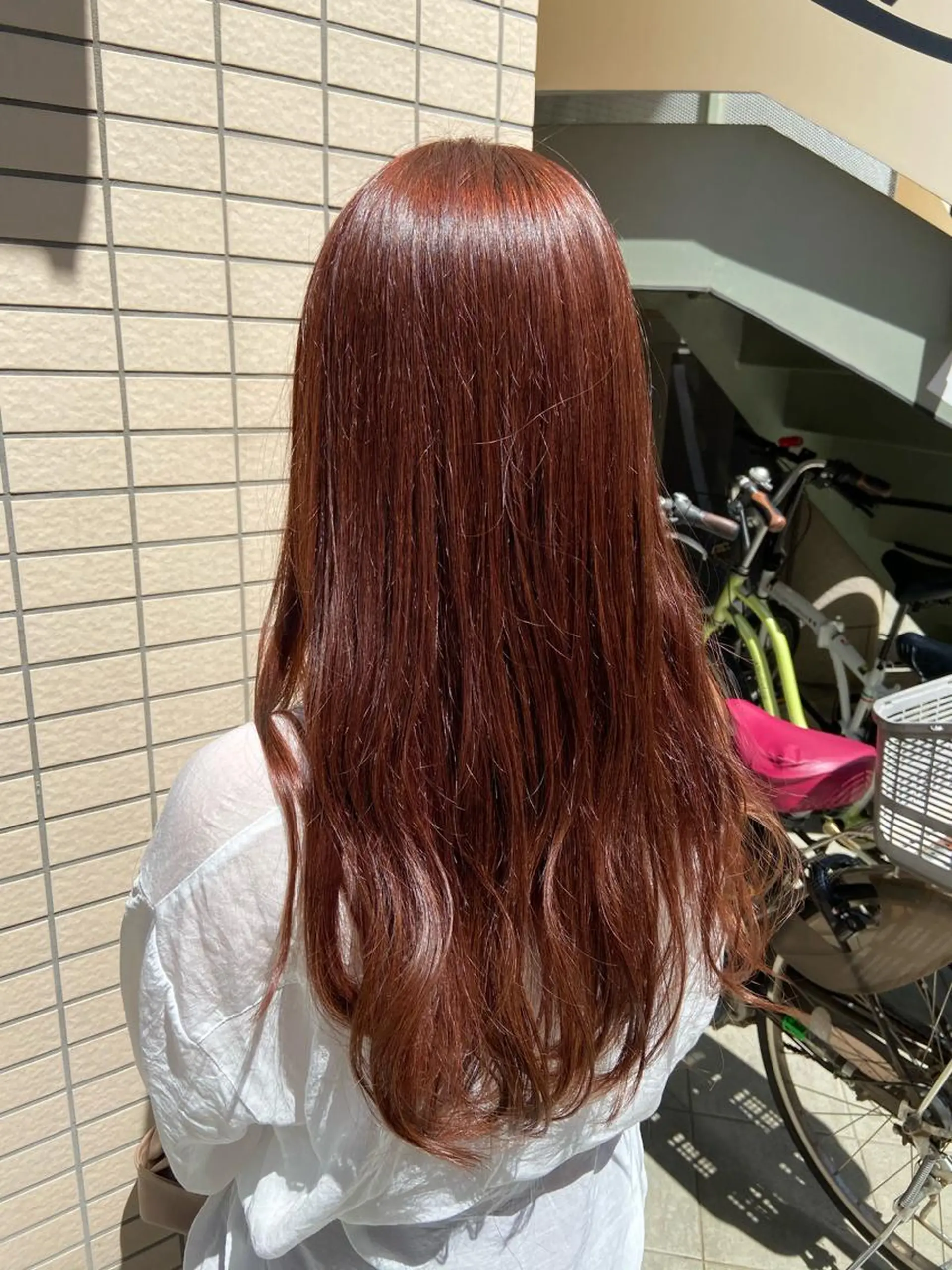 ロング カラー ブリーチ ブラウンカラー ブリーチなしカラー ピンクカラー ピンクブラウン カット ヘアカラー トリートメント 菊地 美憂のヘアスタイル