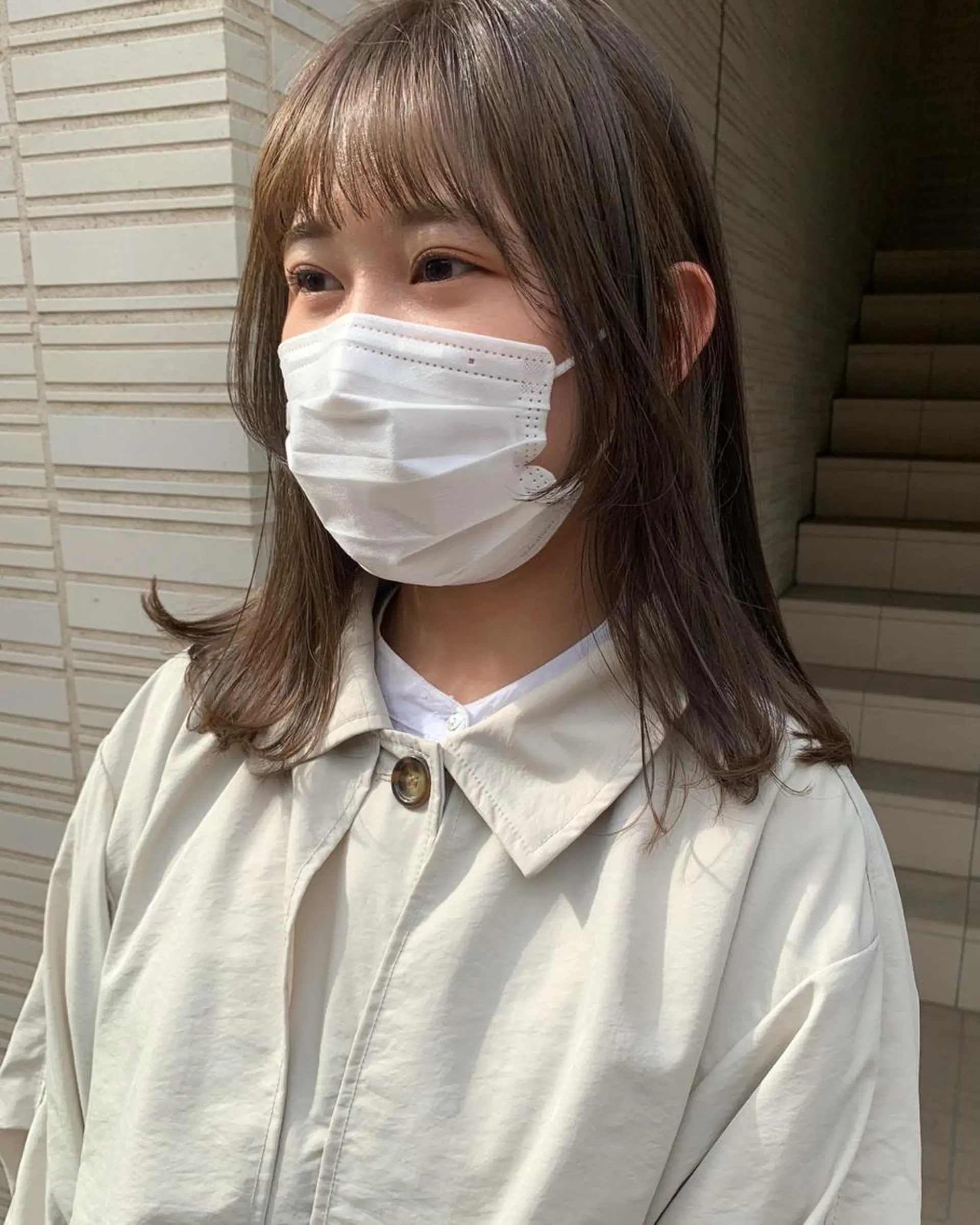 セミロング カラー おくれ毛 カット ヘアカラー ベージュ🤎透明感 カラー🤎anriのヘアスタイル