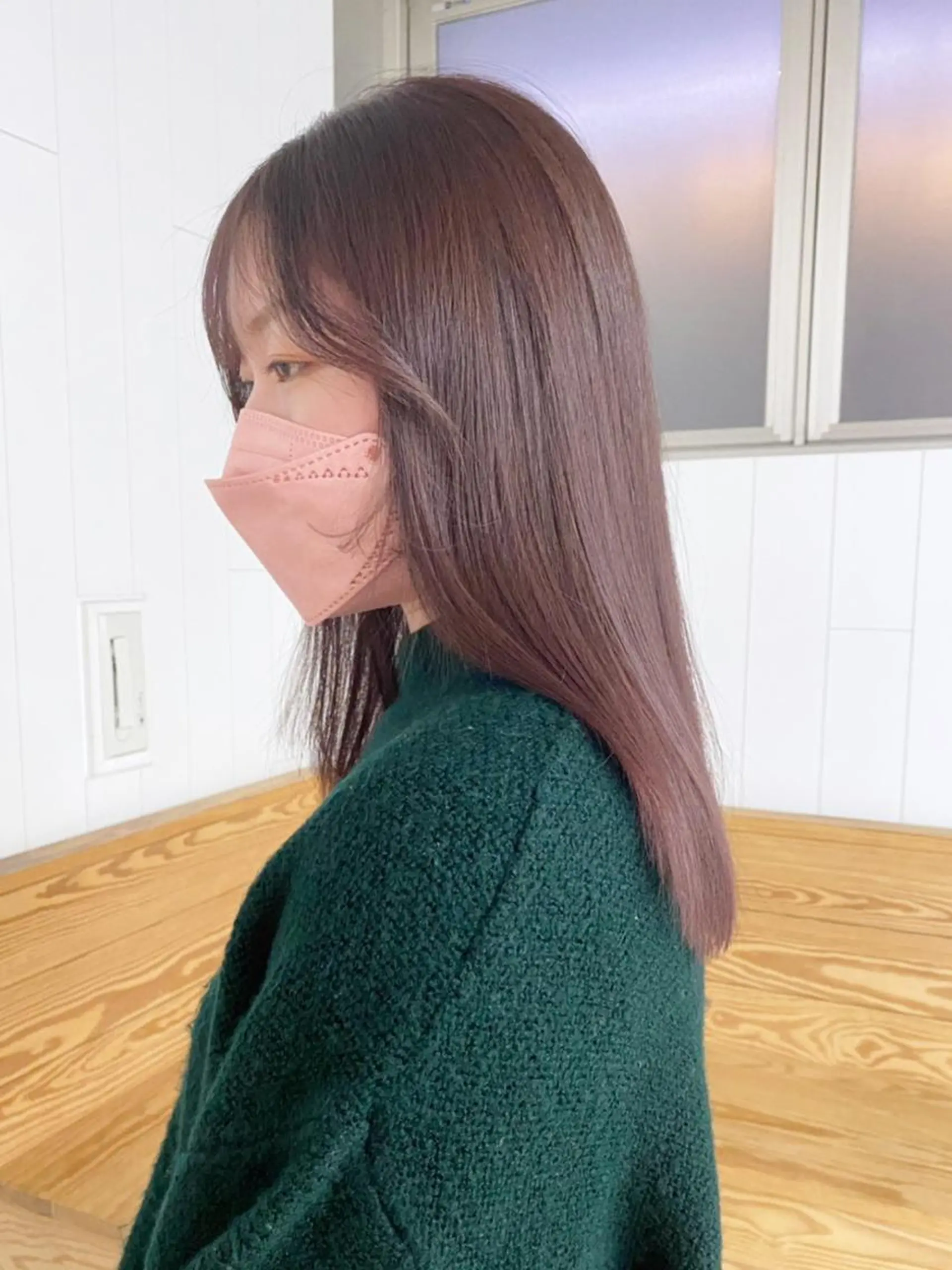 カラー パーマ ミディアム ヘアアレンジ ブラウンカラー ピンクカラー ピンクブラウン カット ヘアカラー トリートメント ITbyALBUM 藤沢店のヘアスタイル