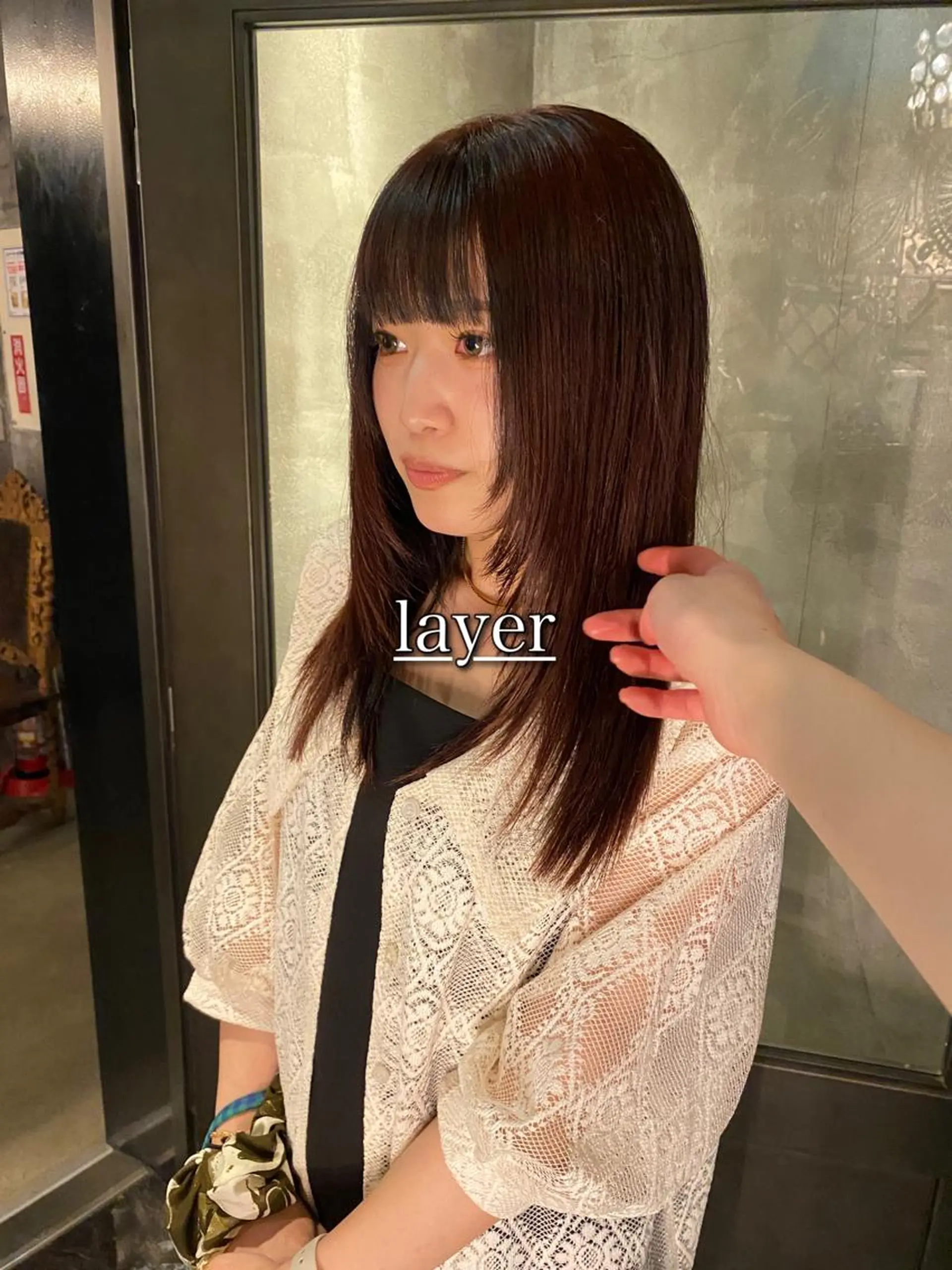 セミロング カラー 顔周りカット レイヤーカット カット ヘアカラー トリートメント ニュアンスデザイン/ SHOUTOのヘアスタイル