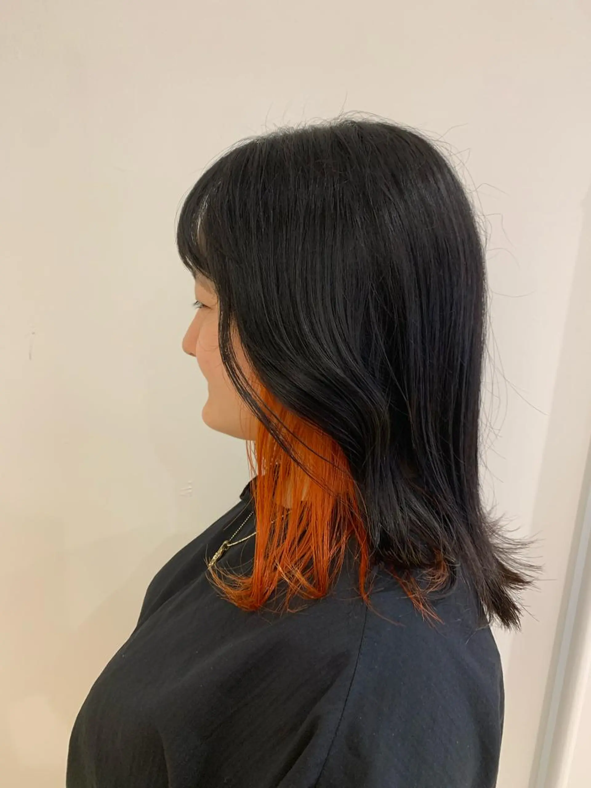 ミディアム カラー インナーカラー オレンジ カット ヘアカラー トリートメント えんどう みほのヘアスタイル