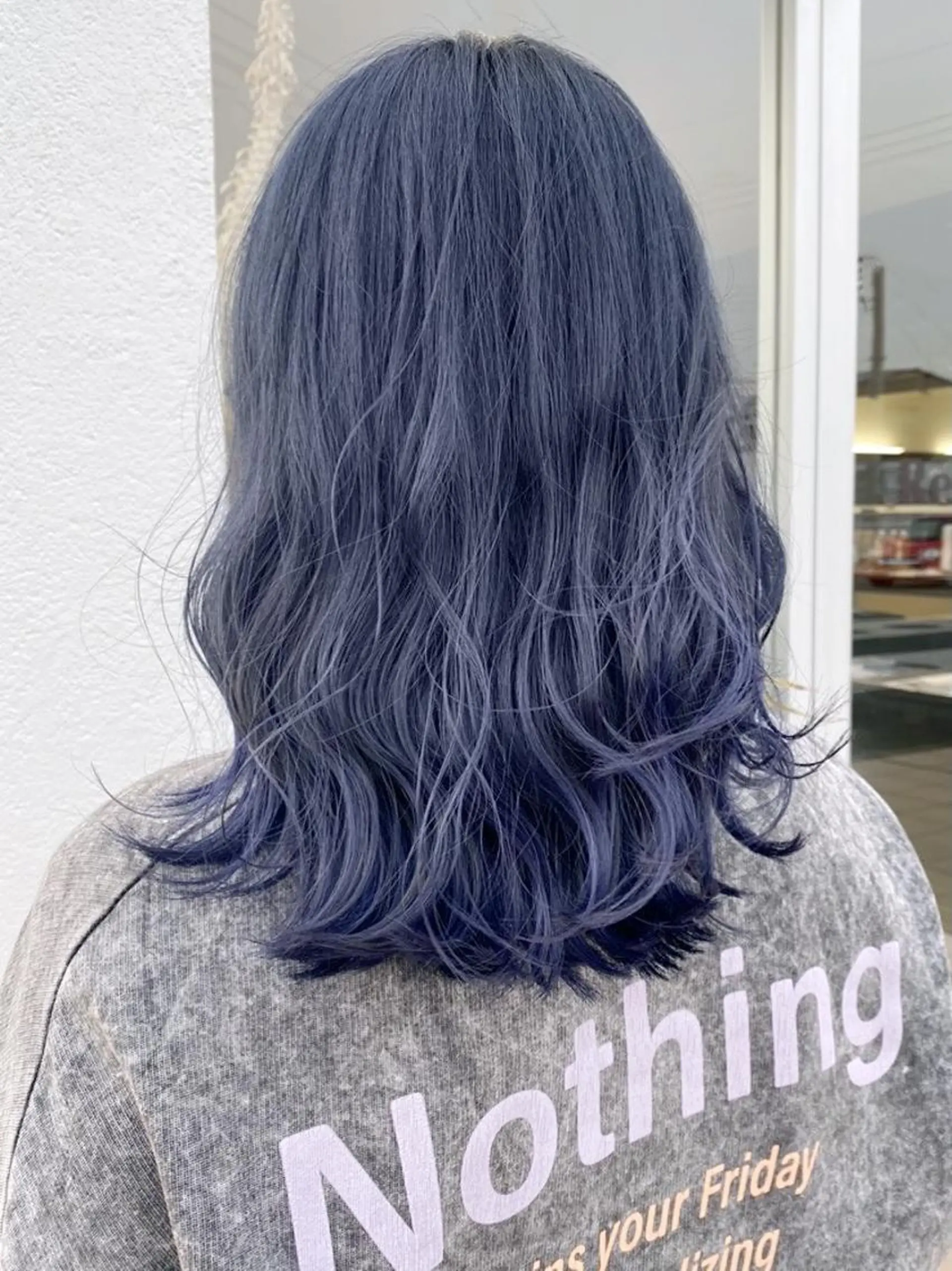 セミロング カラー ヘアアレンジ パーマ ネイビーカラー カット ヘアカラー トリートメント ITbyALBUM 八王子店のヘアスタイル