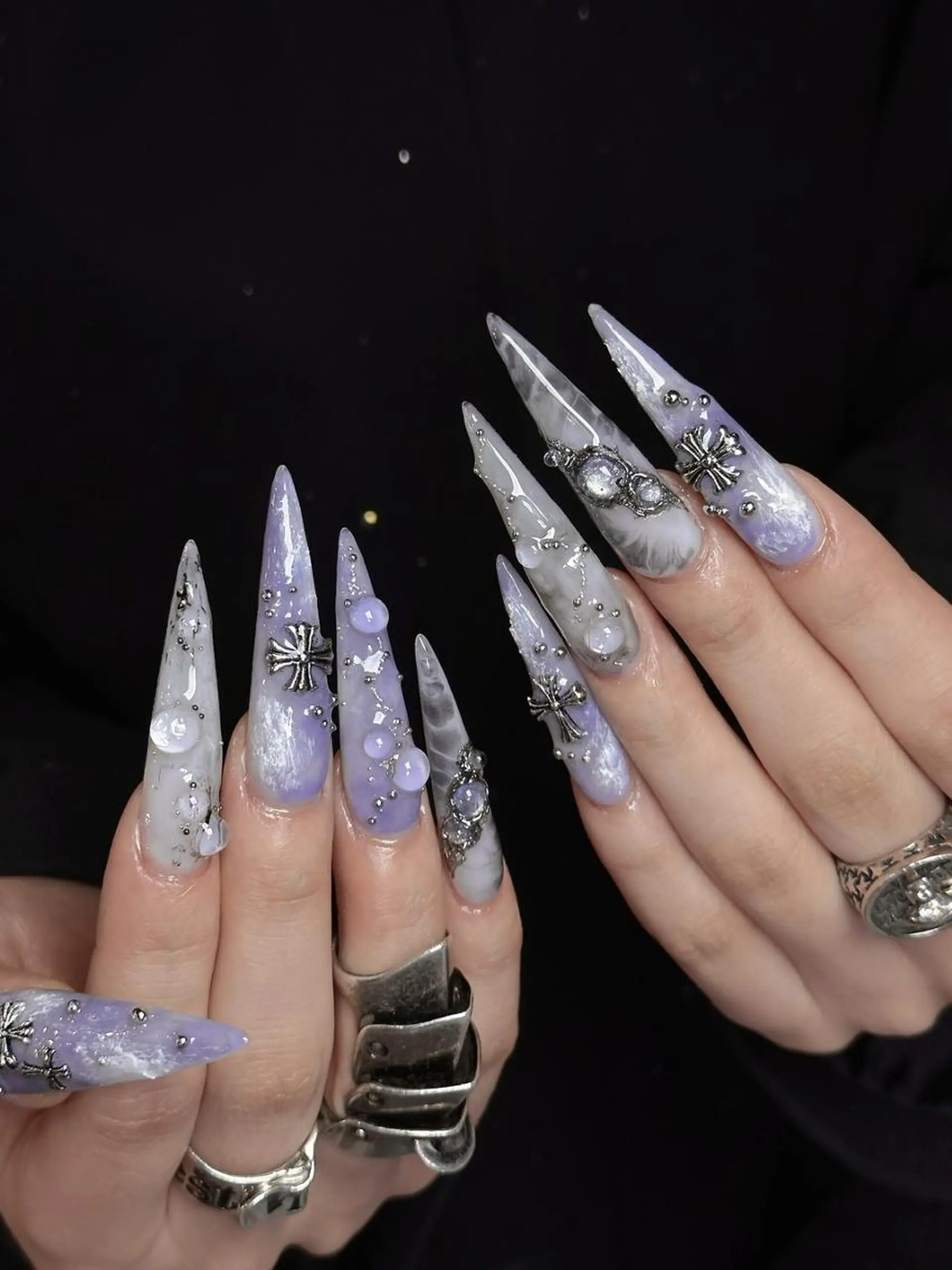 ネイル ロングネイル ハンドネイル Dark Honey karinのネイルデザイン