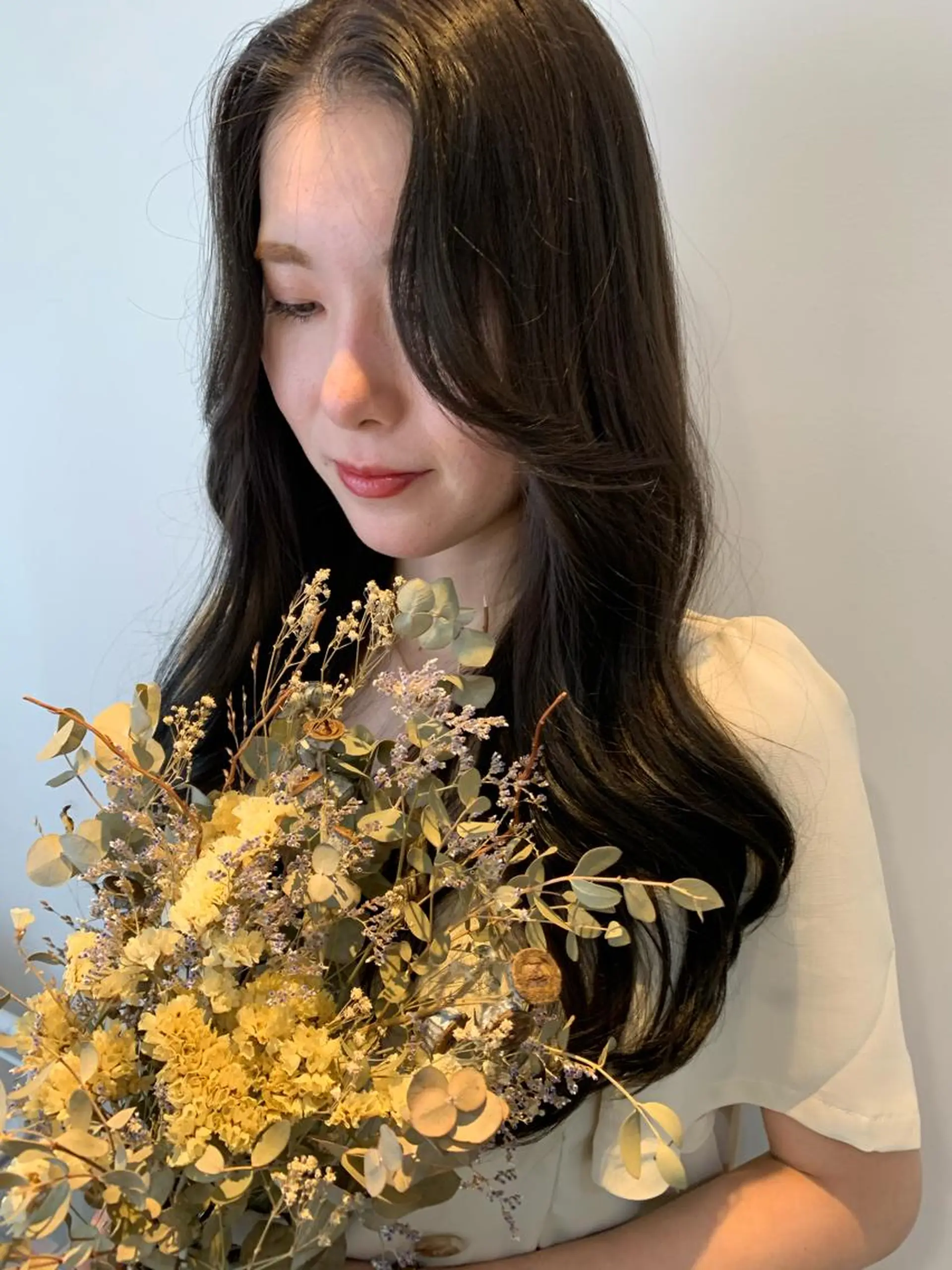 ロング カラー ヘアアレンジ ベージュカラー オリーブベージュ エギョモリ ヨシンモリ 韓国風ヘア 韓国×巻ける髪質改善 💍maki💍のヘアスタイル