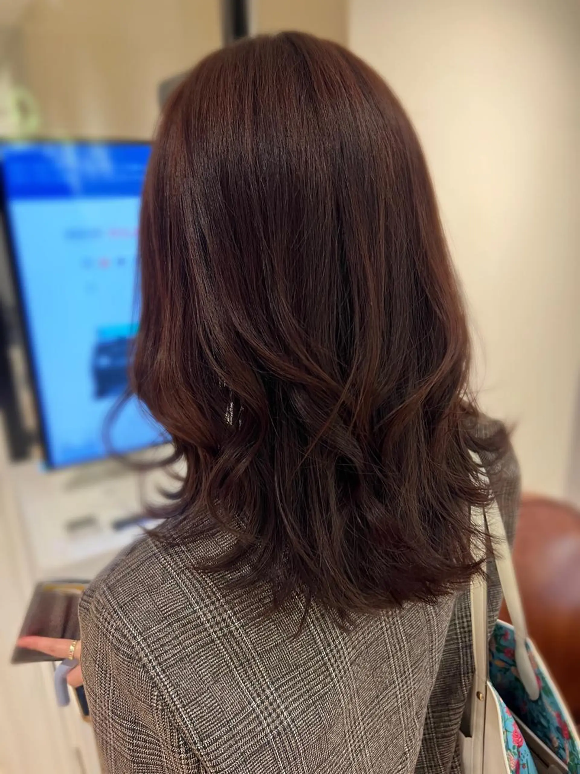 セミロング ピンクブラウン くびれヘア 🧡くびれヘア/前髪 顔周り🧡久原結衣のヘアスタイル