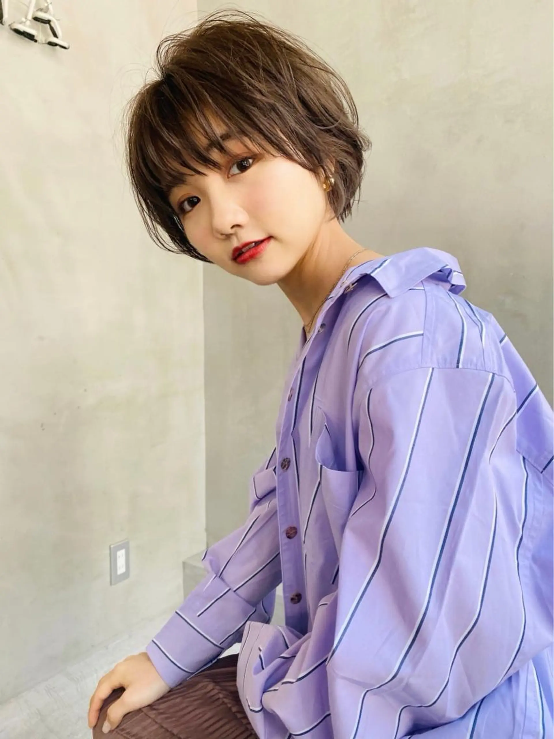 ショート カラー アッシュ アッシュブラウン ブラウンカラー ヘアカラー トリートメント ヘアセット 金子 廉のヘアスタイル