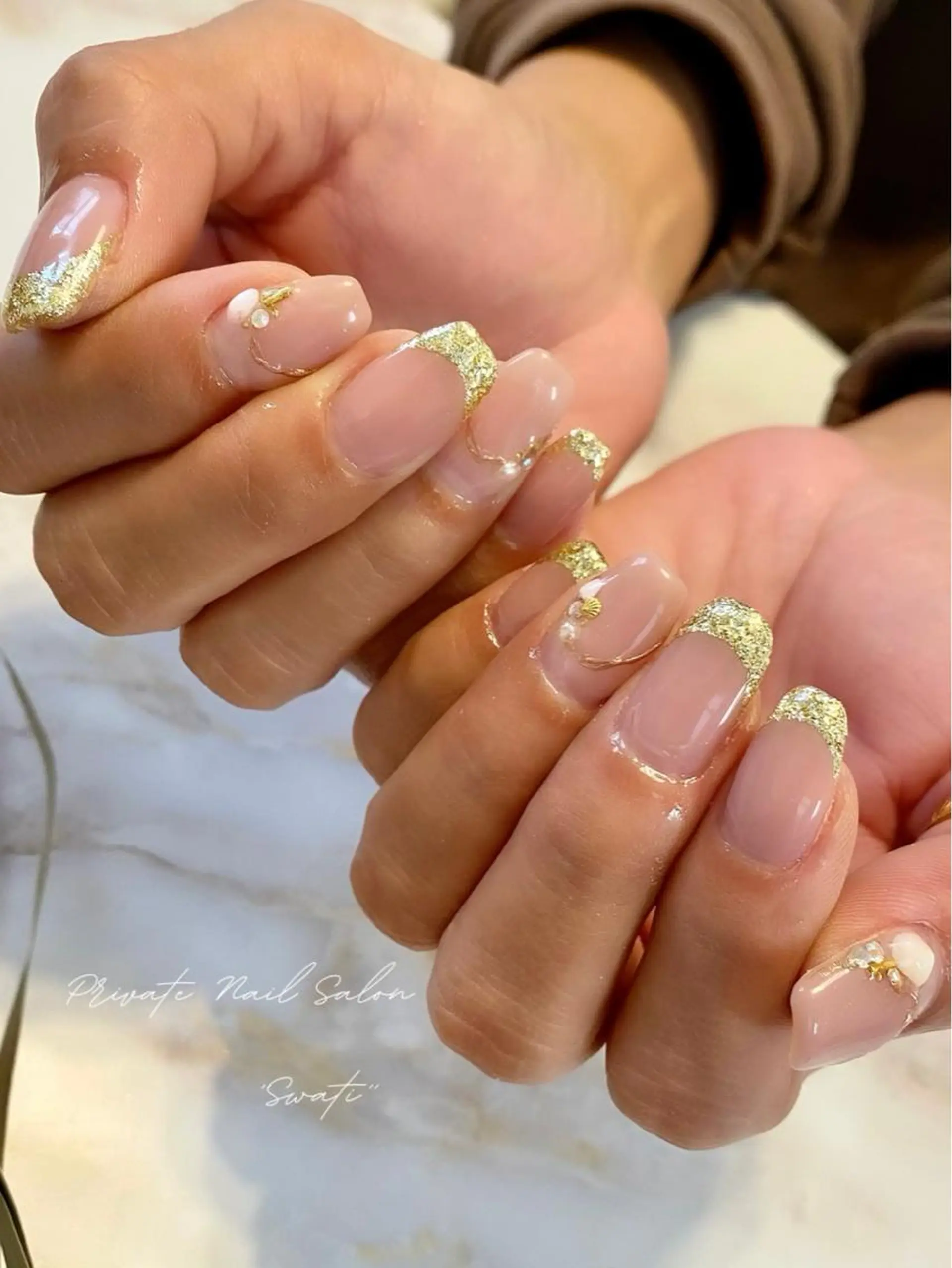 ネイル アートネイル フレンチネイル キラキラネイル ラメ(グリッター) ミラーネイル yuko （ネイリスト）のネイルデザイン