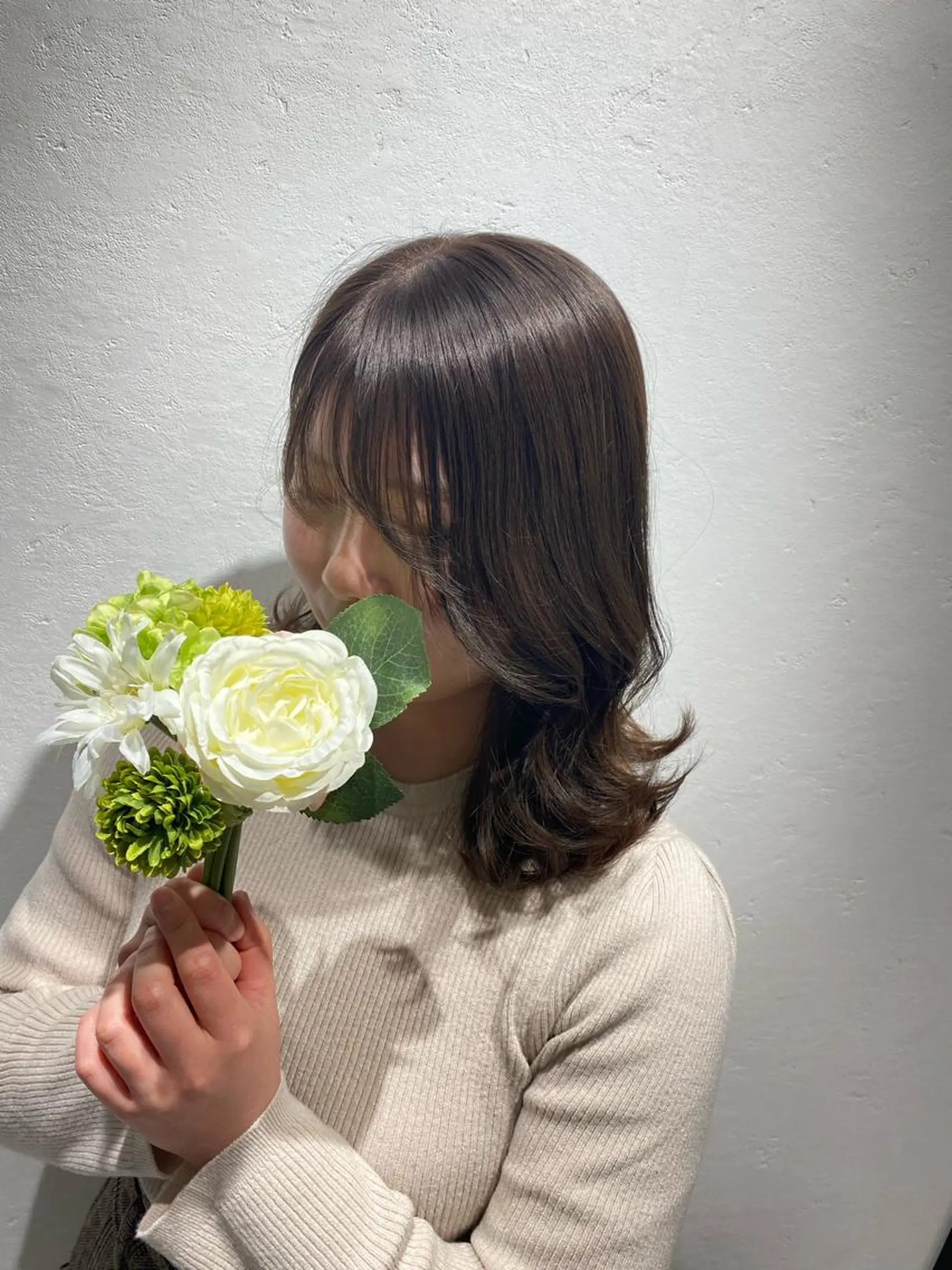 セミロング アッシュ アッシュグレー アッシュグレージュ ヨシンモリ 韓国風ヘア カット やまぐち まりんのヘアスタイル