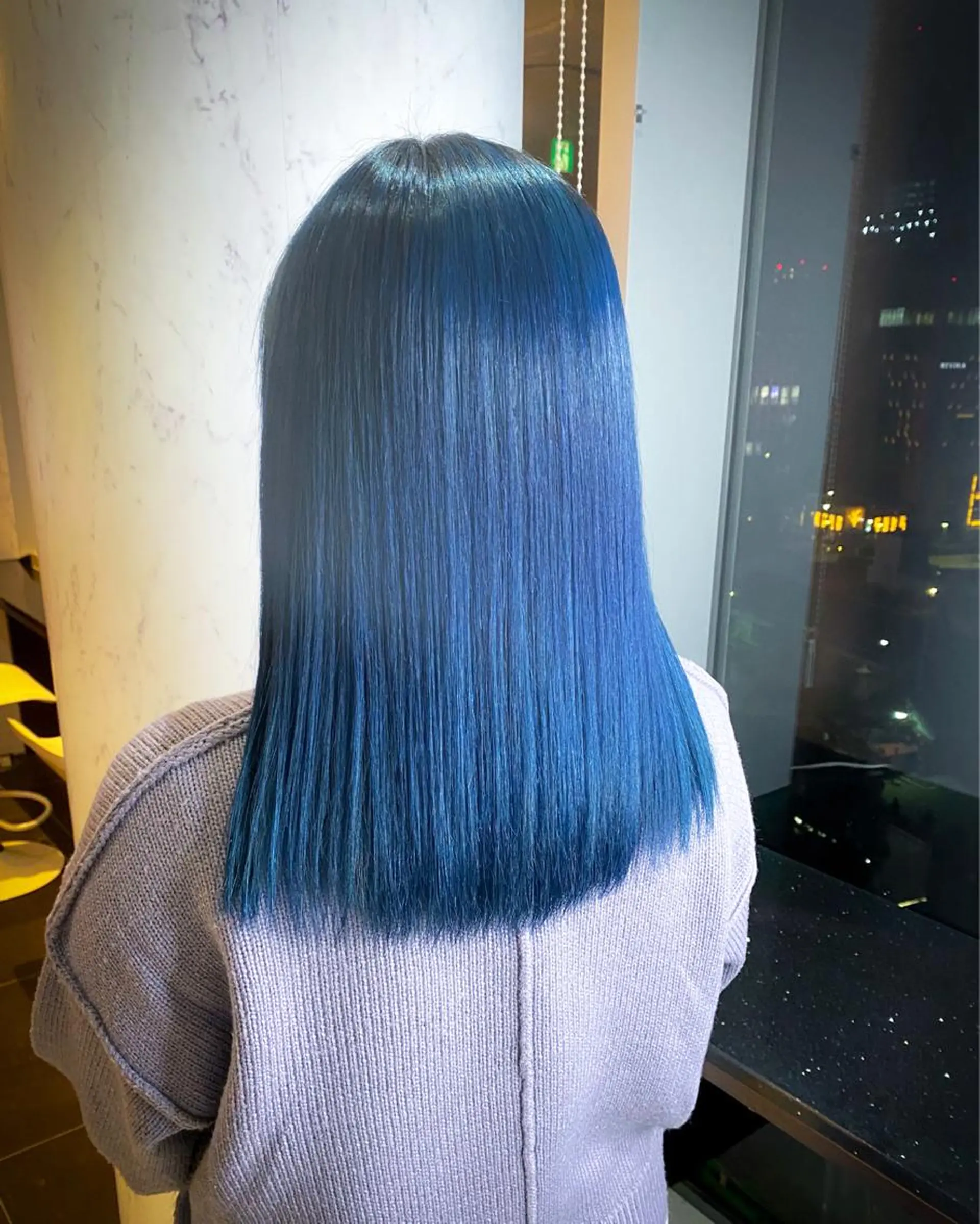 ミディアム カラー ブルーカラー ヘアカラー トリートメント 🌱ブリーチ・透明感 カラー/mapi🦭のヘアスタイル