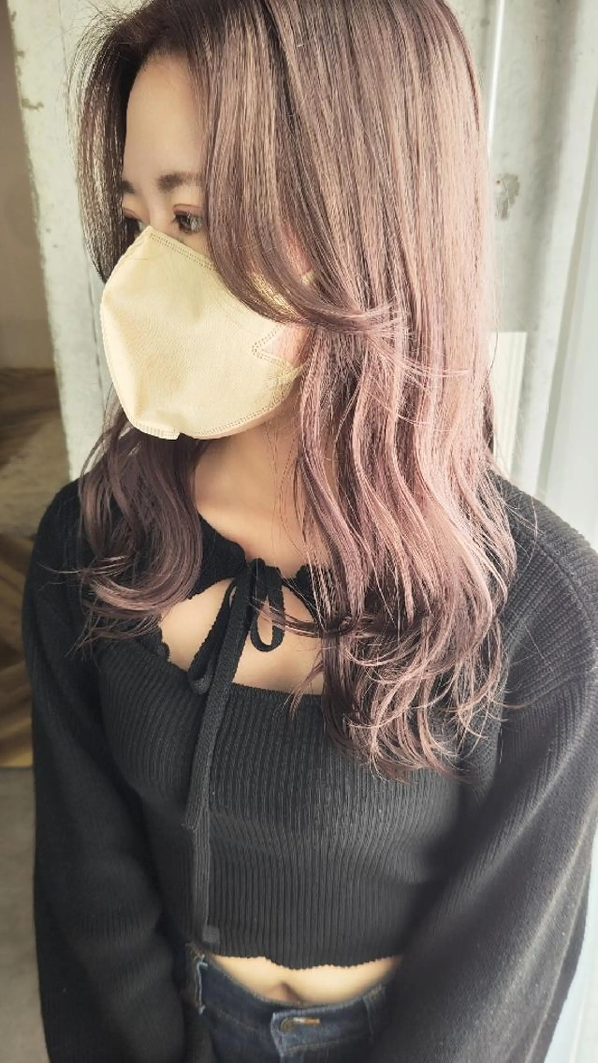 セミロング カラー グレージュ ミルクティーグレージュ Mood hair salon所属・髪質改善.縮毛矯正 ×韓国ヘアyukiのヘアスタイル